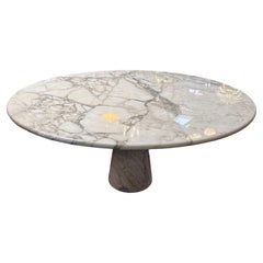 Angelo Mangiarotti Calacatta Marble Round Oversize Dining Table, 1970s