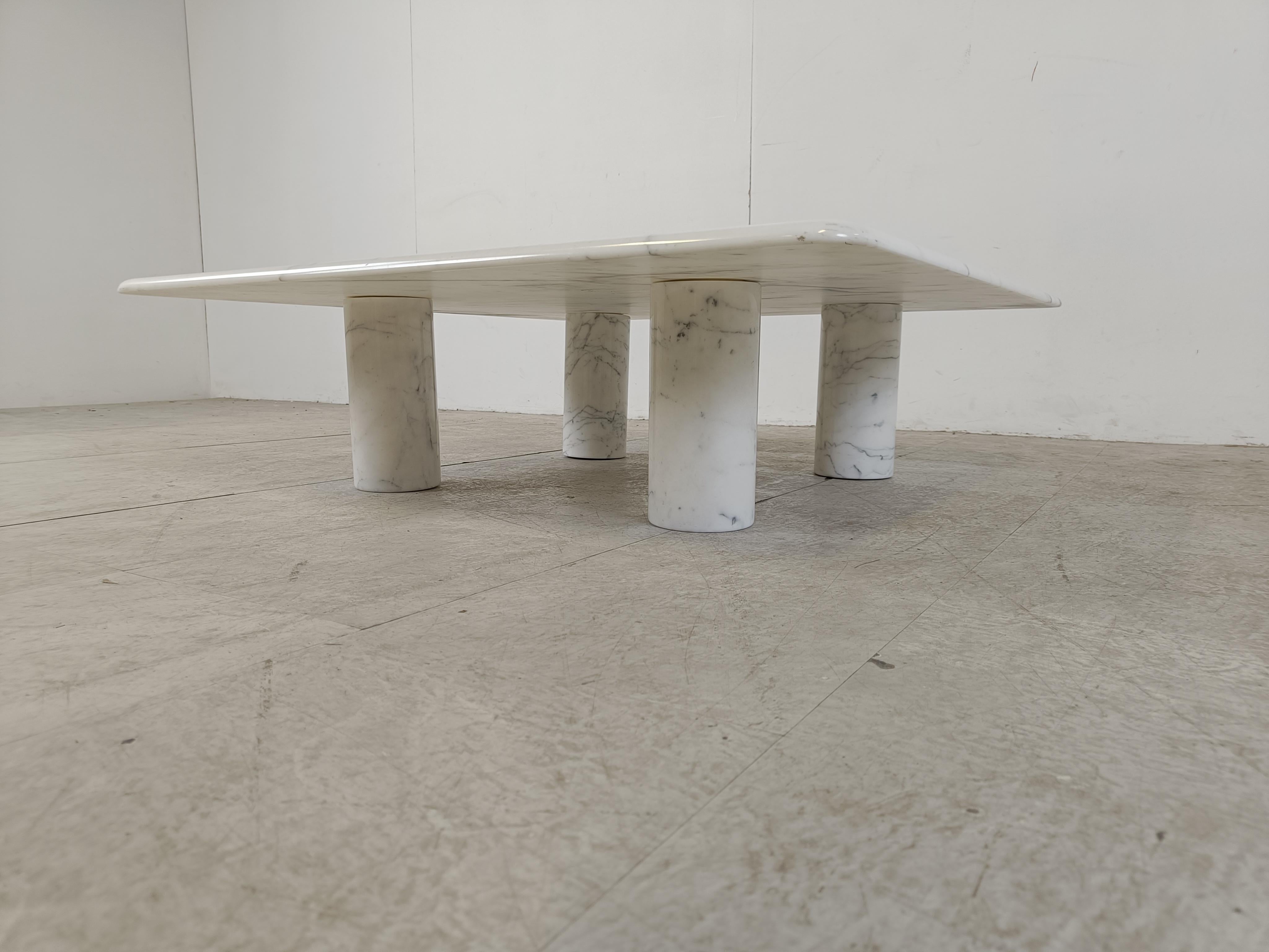 Italian Angelo Mangiarotti carrara marble Coffee Table for Up&Up, Italy For Sale
