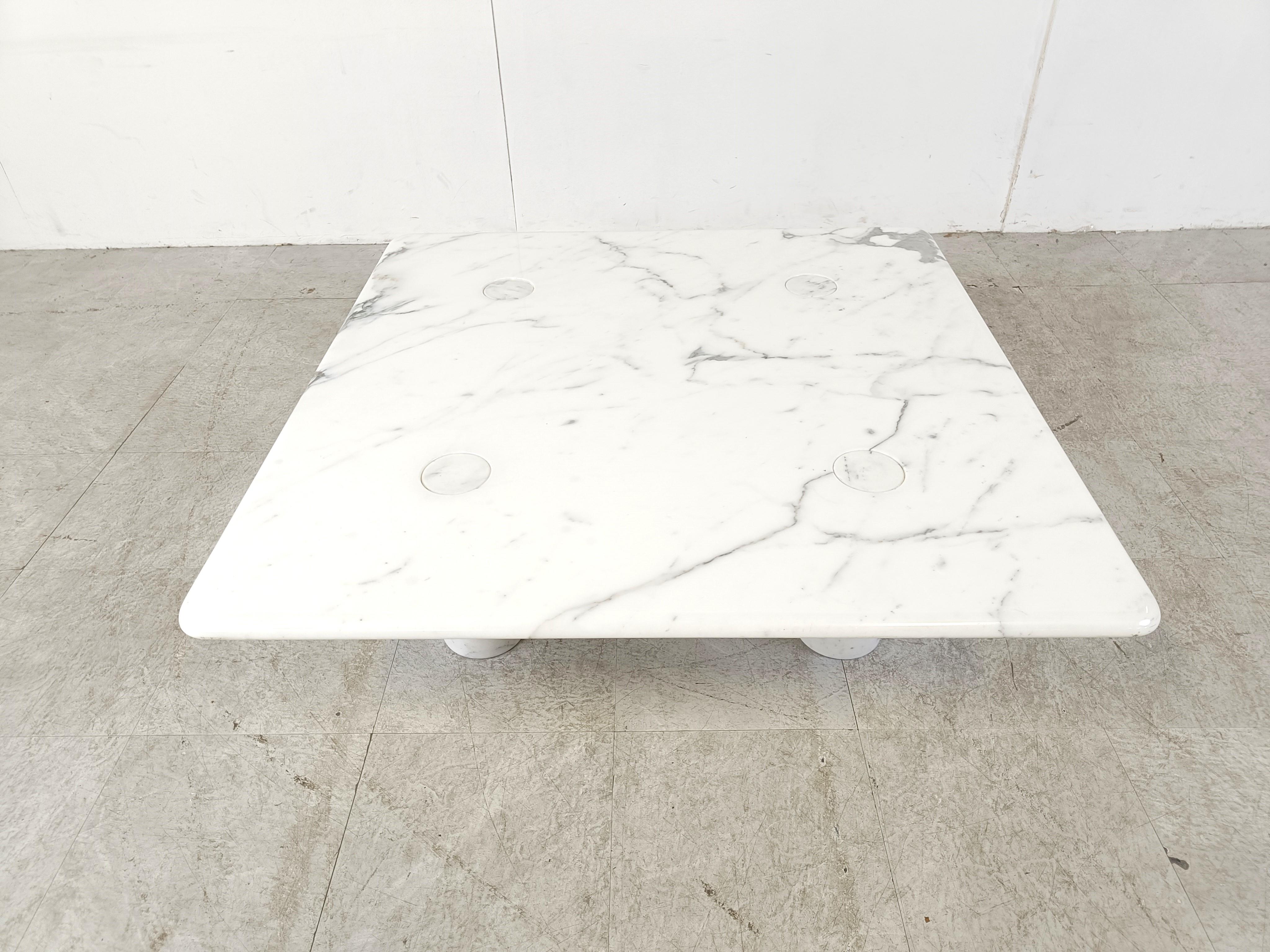 Late 20th Century Angelo Mangiarotti carrara marble Coffee Table for Up&Up, Italy For Sale