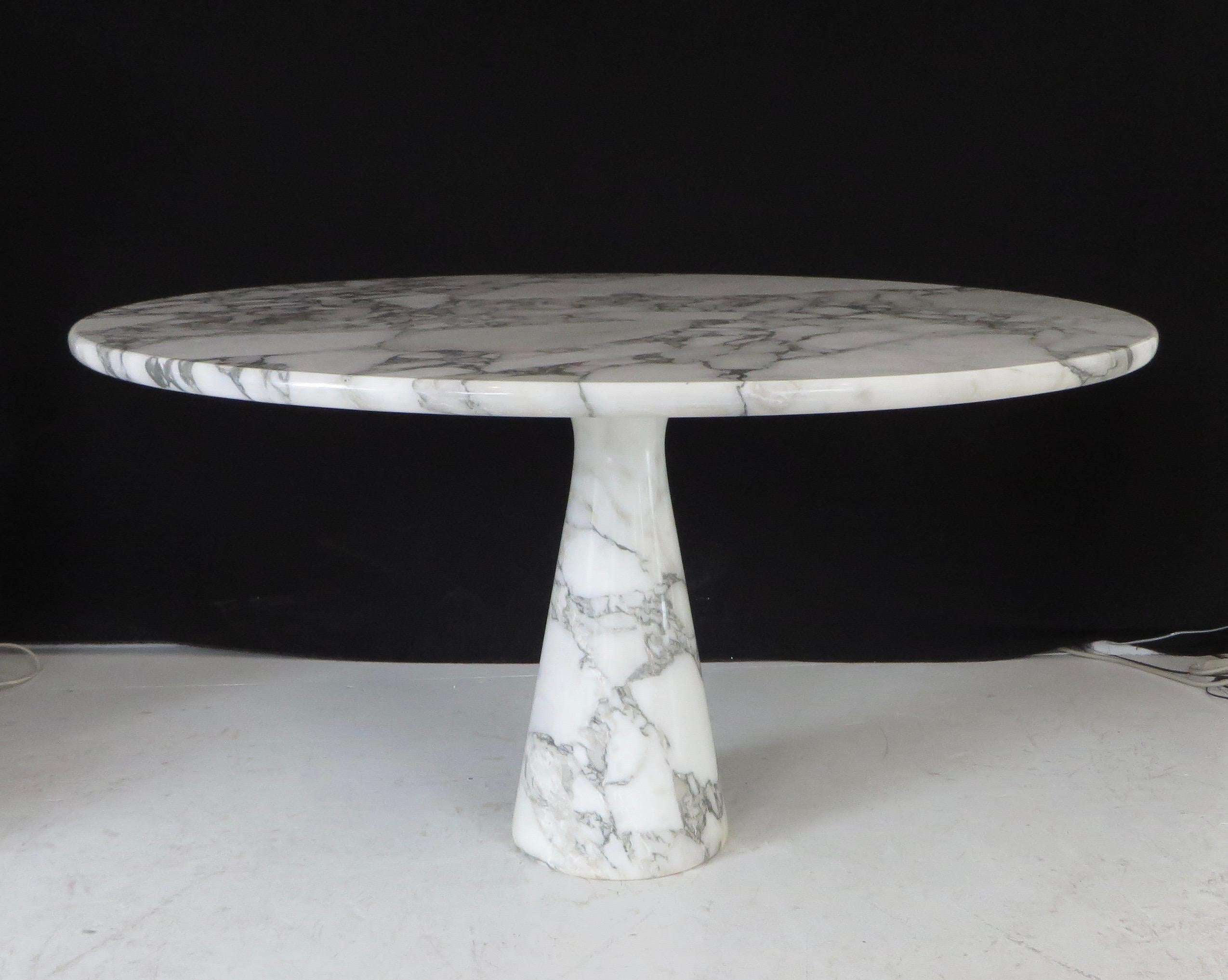 Mid-Century Modern Angelo Mangiarotti Carrara Marble Dining Table Model M1 T70
