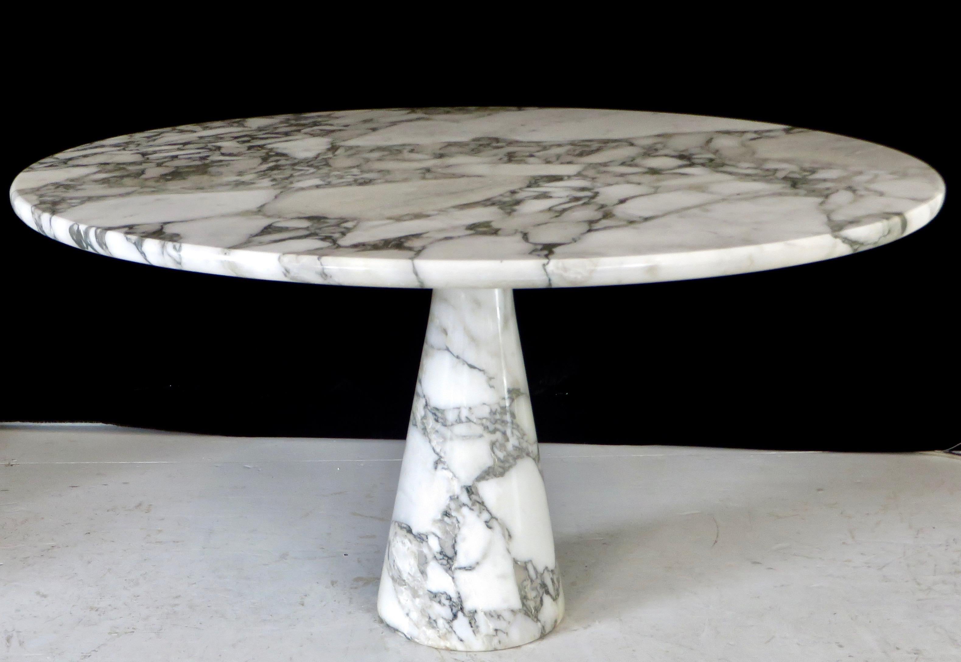 Italian Angelo Mangiarotti Carrara Marble Dining Table Model M1 T70