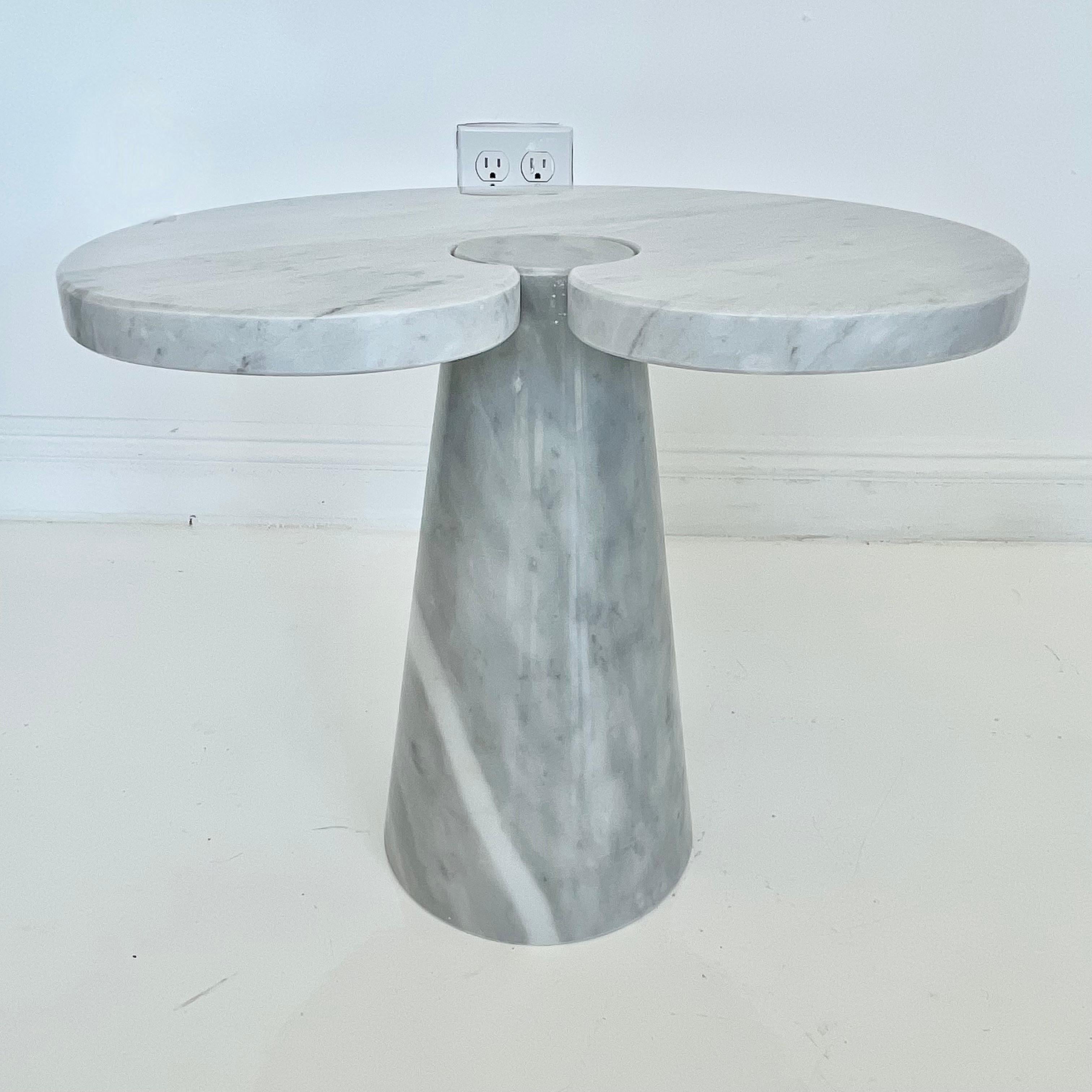 Italian Angelo Mangiarotti Carrara Marble Eros Side Table, 1970