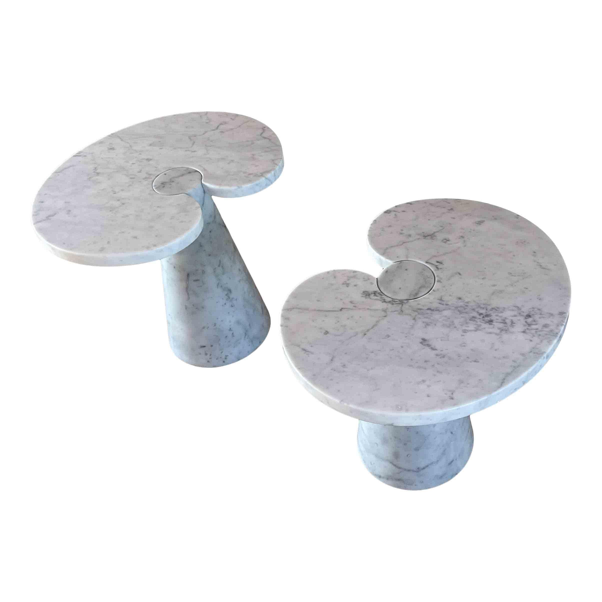 Brutalist Angelo Mangiarotti Carrara Marble “Eros” Side Table for Skipper, 1971, Set of 2 For Sale