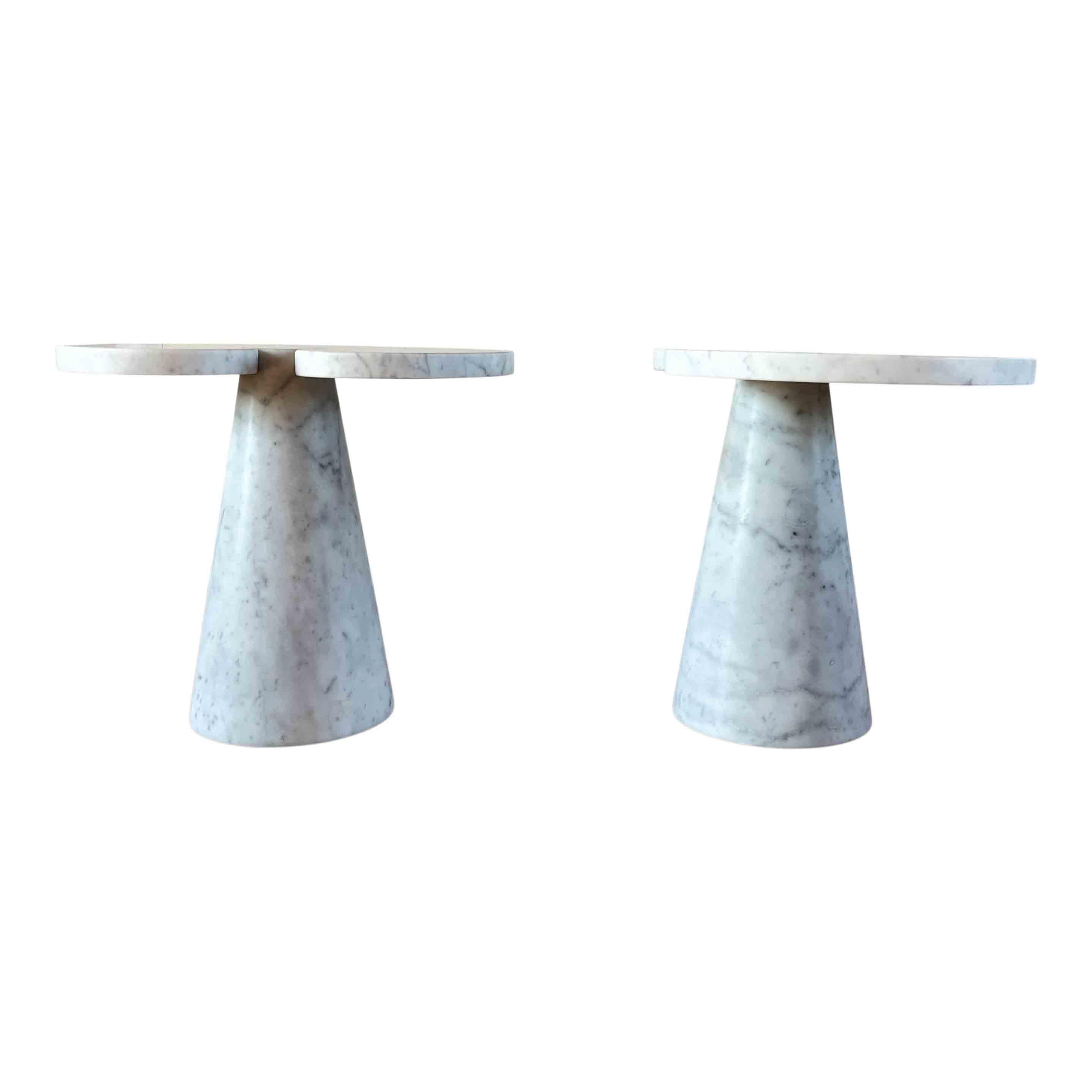 Italian Angelo Mangiarotti Carrara Marble “Eros” Side Table for Skipper, 1971, Set of 2 For Sale