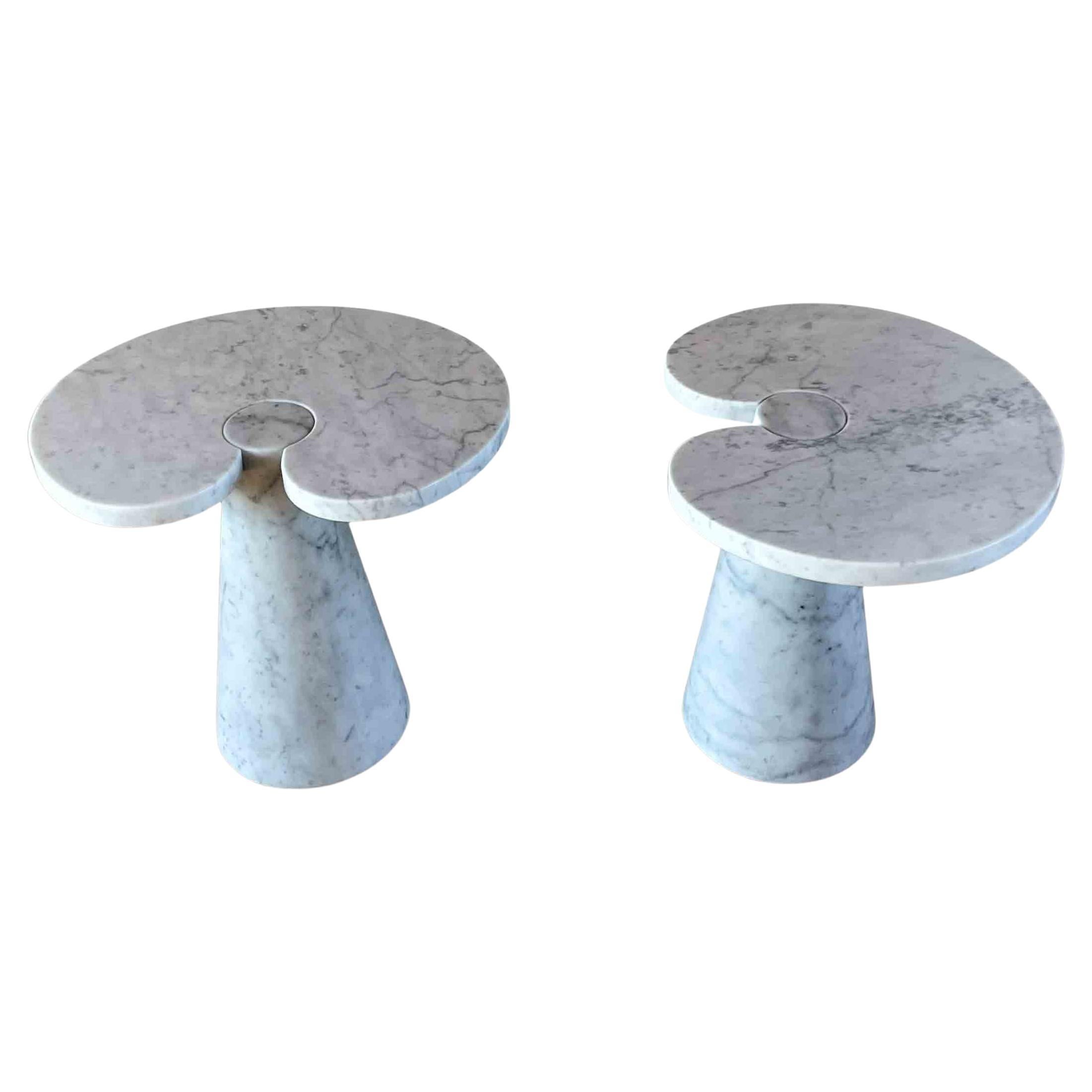Angelo Mangiarotti Carrara Marble “Eros” Side Table for Skipper, 1971, Set of 2