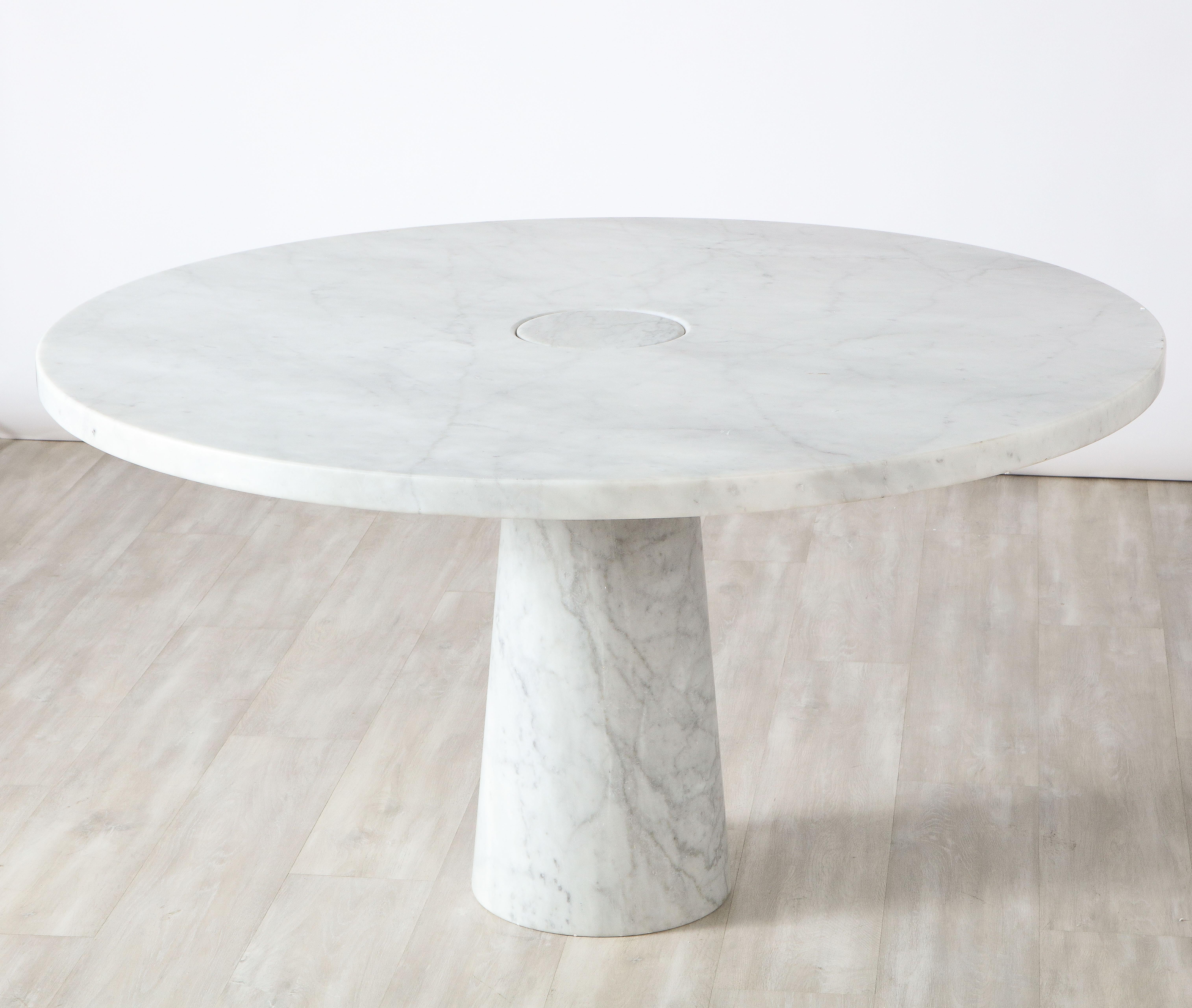 Angelo Mangiarotti Carrara Marble Pedestal Dining Table, Italian, 1970's For Sale 5