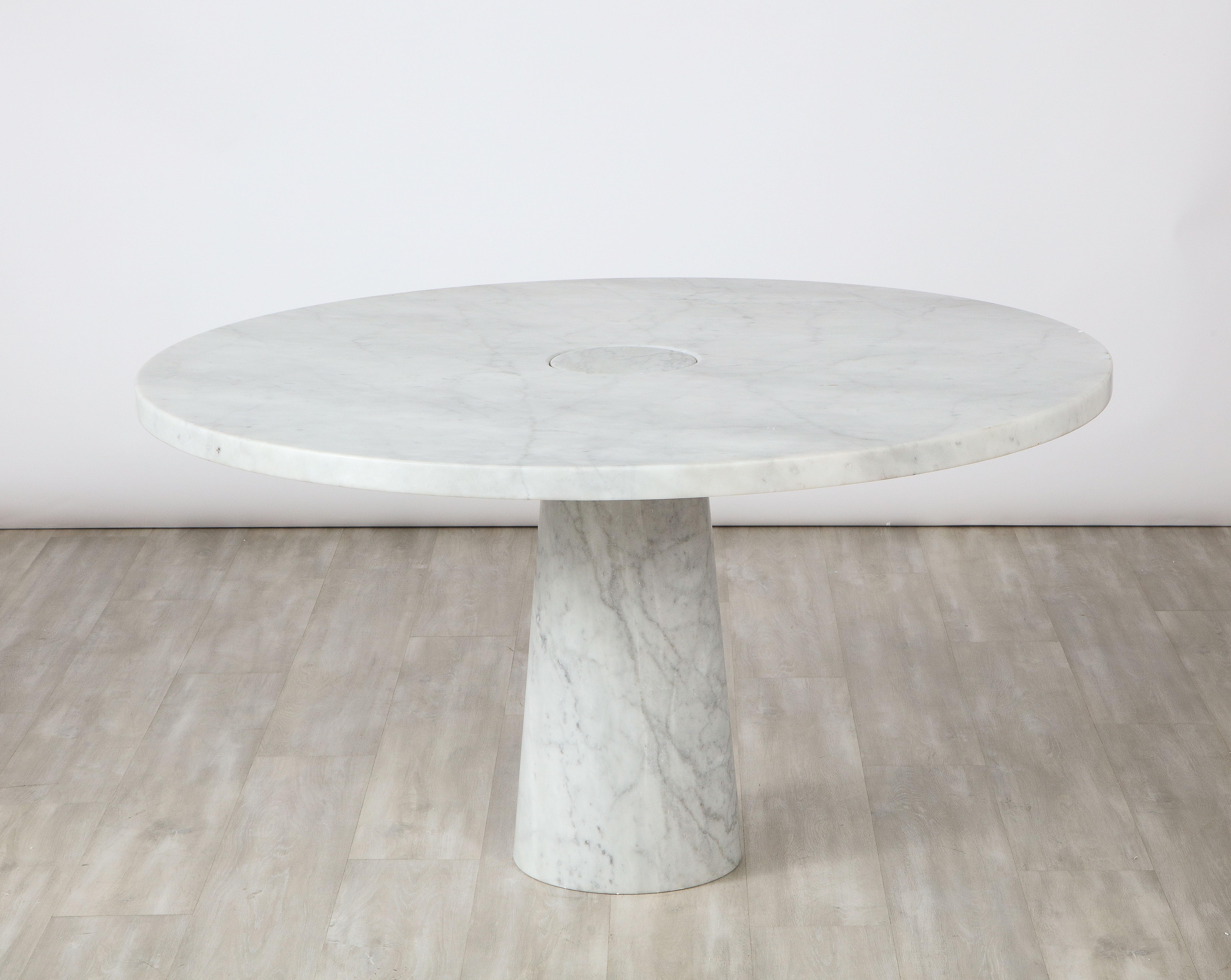 Angelo Mangiarotti Carrara Marble Pedestal Dining Table, Italian, 1970's For Sale 7