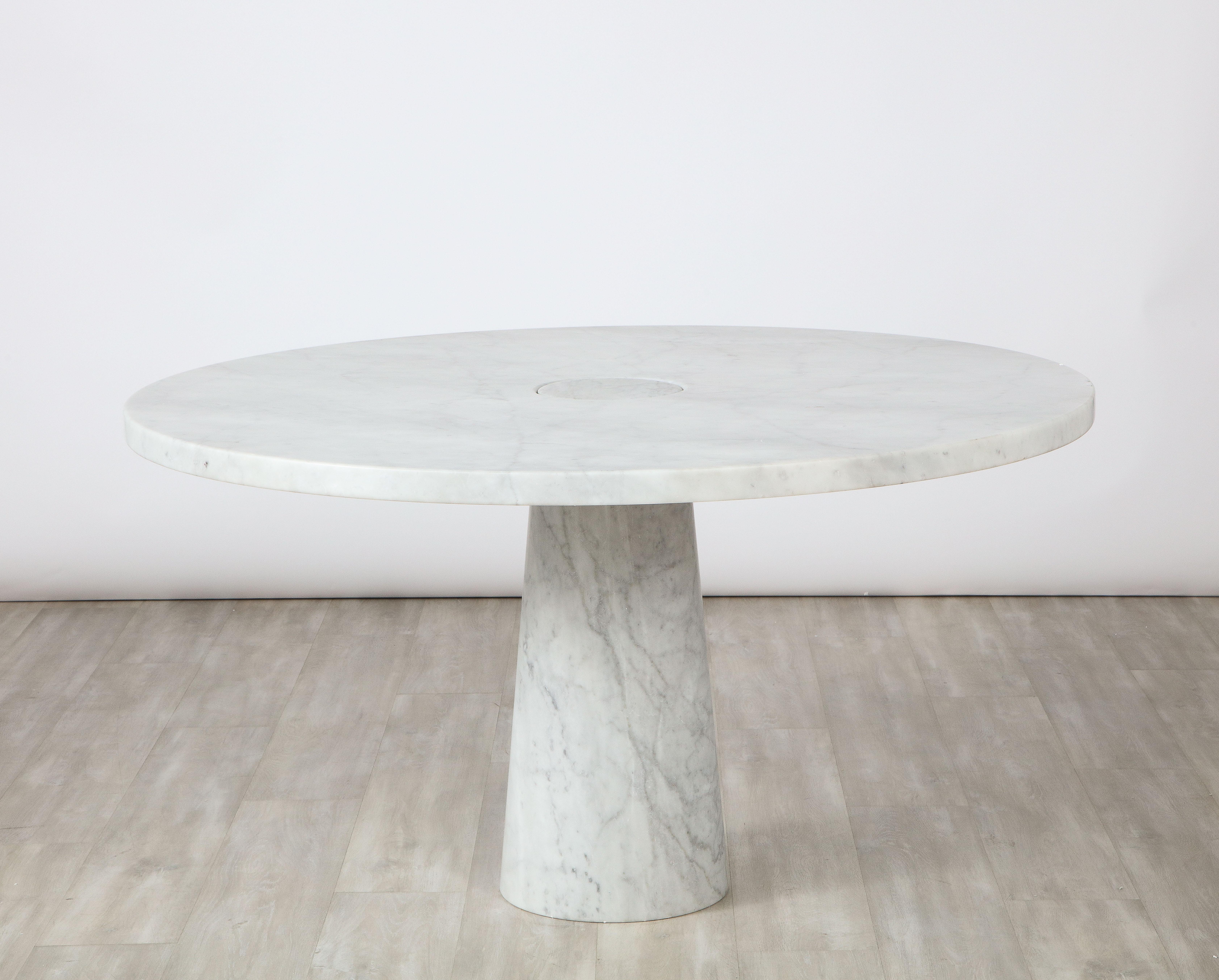 Table de salle à manger à piédestal Angelo Mangiarotti en marbre de Carrare, italienne, années 1970 en vente 7