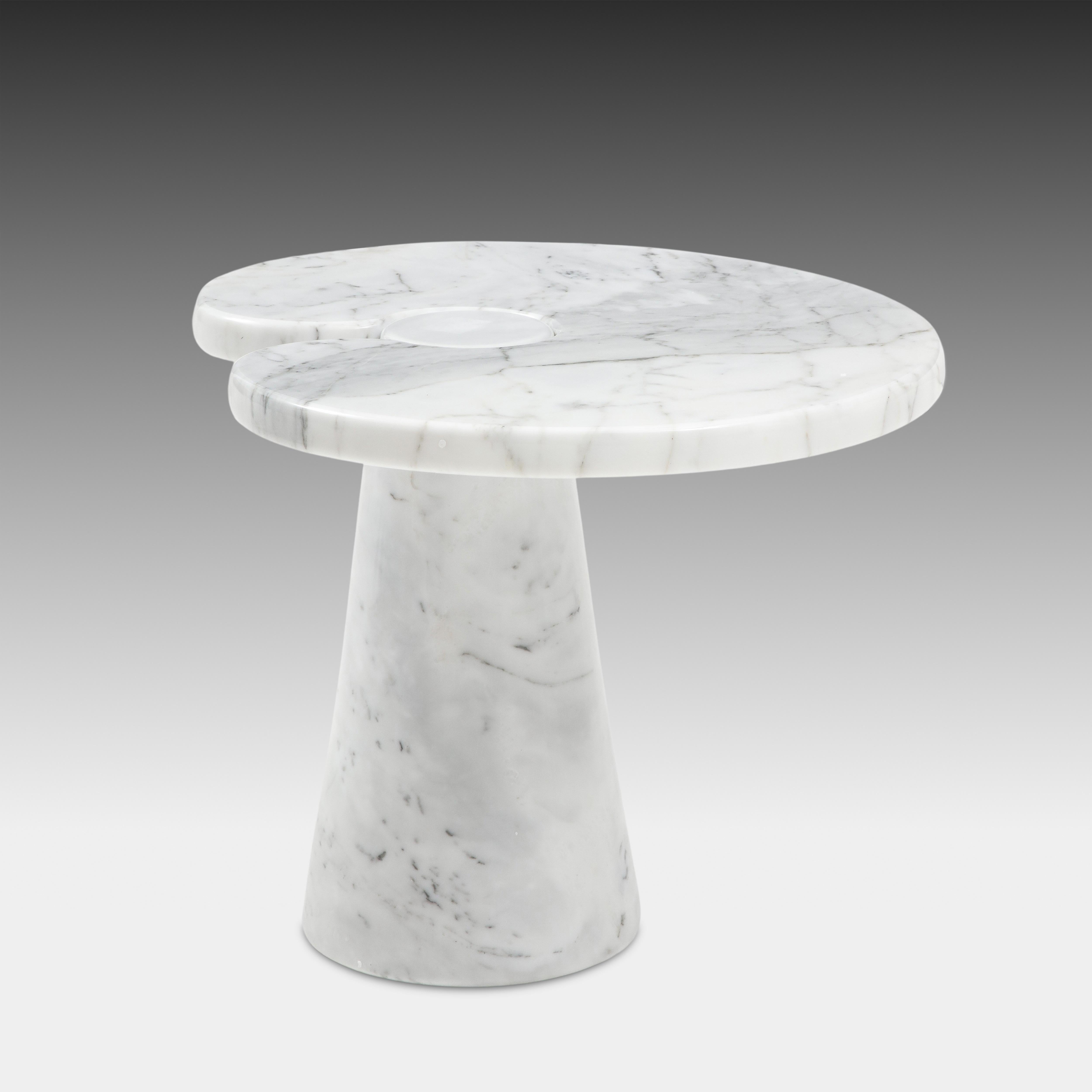 Mid-Century Modern Angelo Mangiarotti Carrara Marble Side Table from 'Eros' Series, 1971