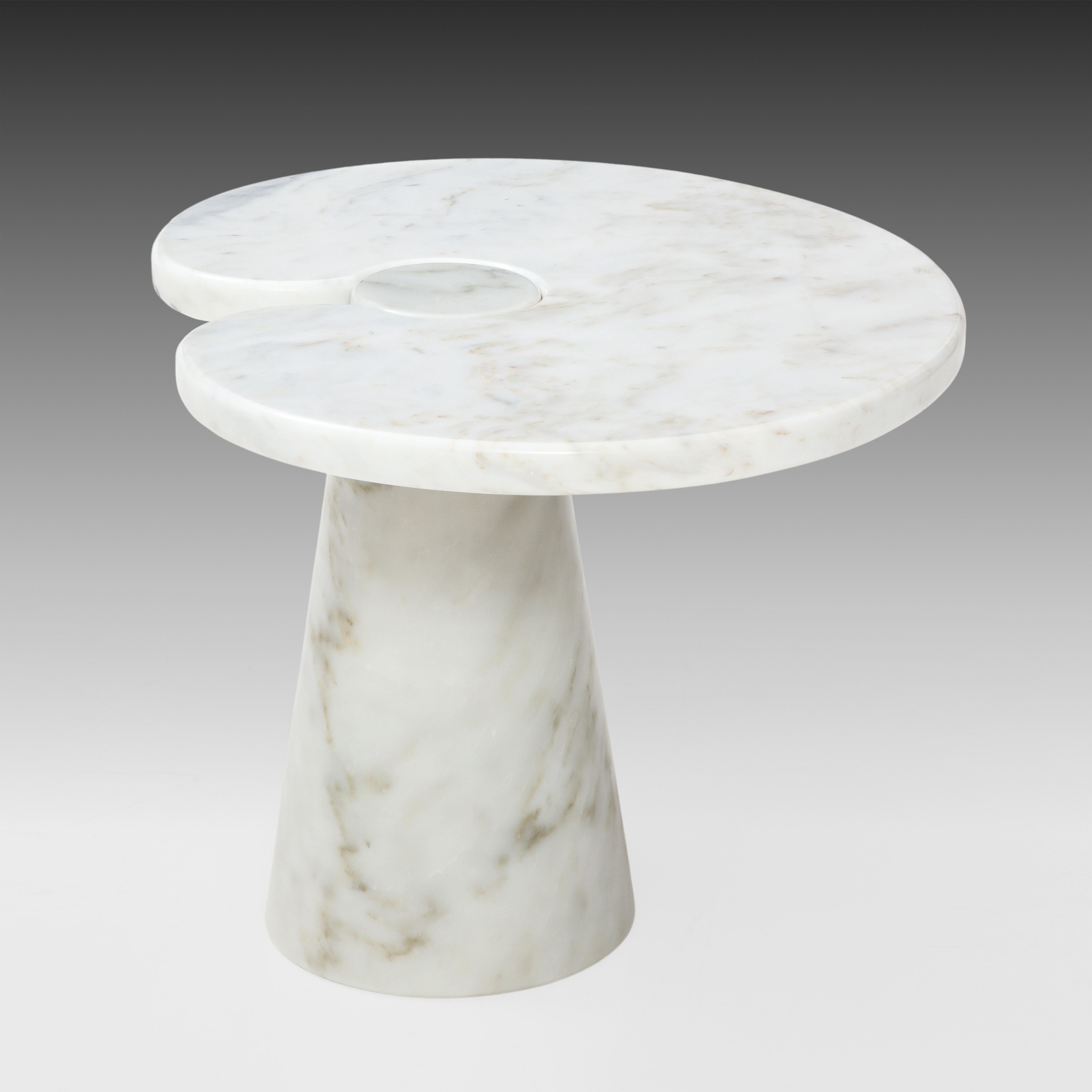 Mid-Century Modern Angelo Mangiarotti Carrara Marble Side Table from 'Eros' Series, 1971 For Sale