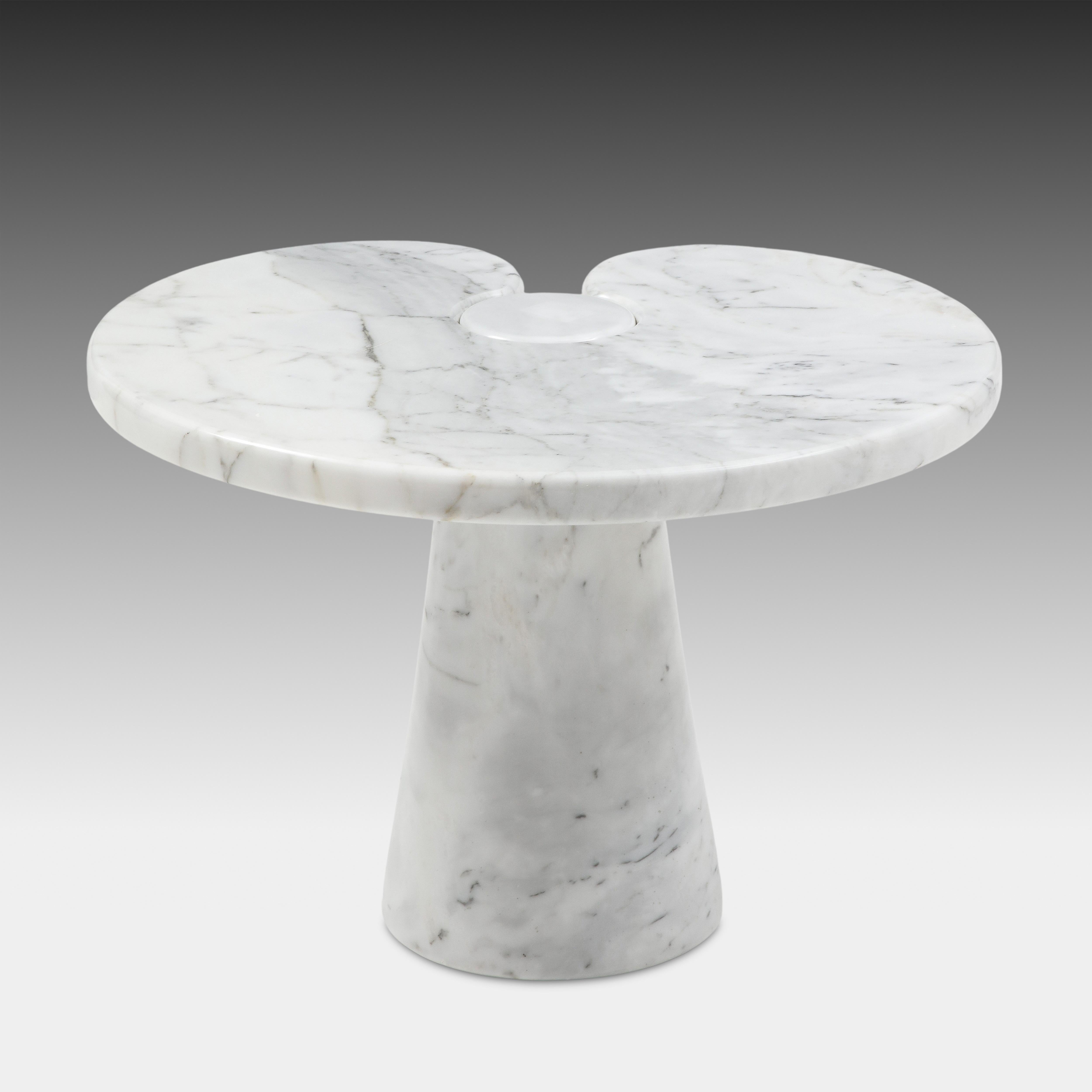 Polished Angelo Mangiarotti Carrara Marble Side Table from 'Eros' Series, 1971