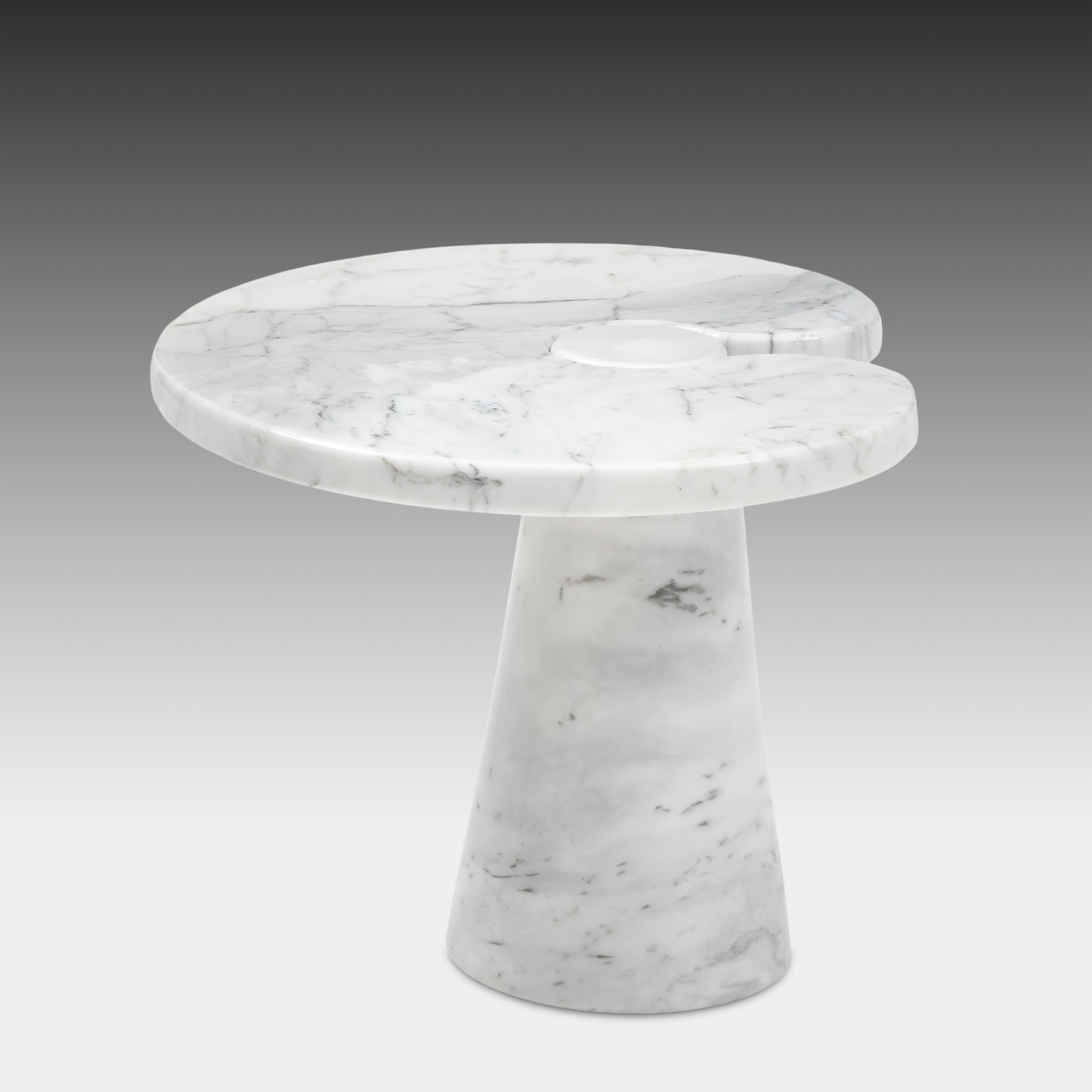 Late 20th Century Angelo Mangiarotti Carrara Marble Side Table from 'Eros' Series, 1971