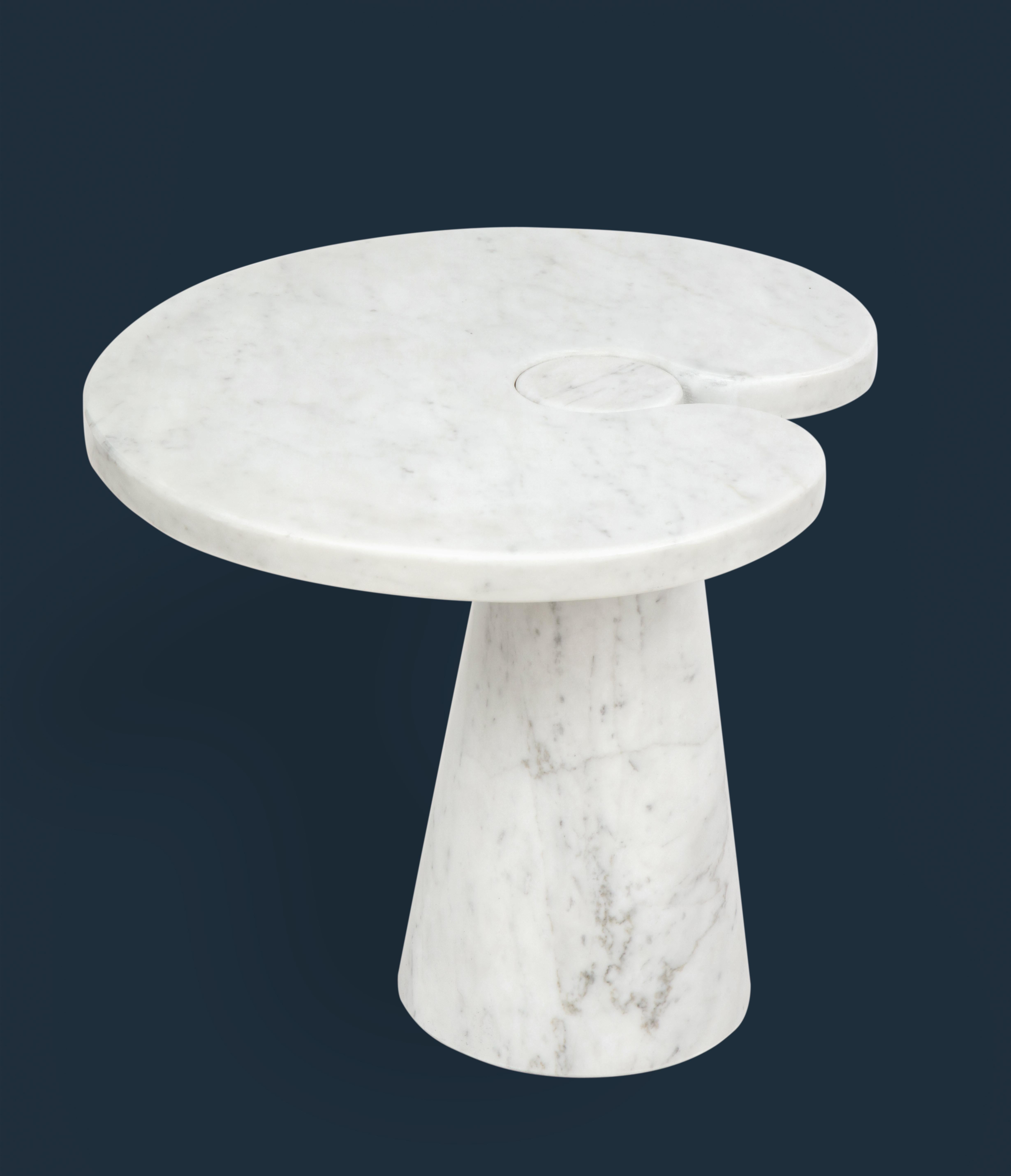 Mid-Century Modern Angelo Mangiarotti Carrara Marble Side Table from 'Eros' Series