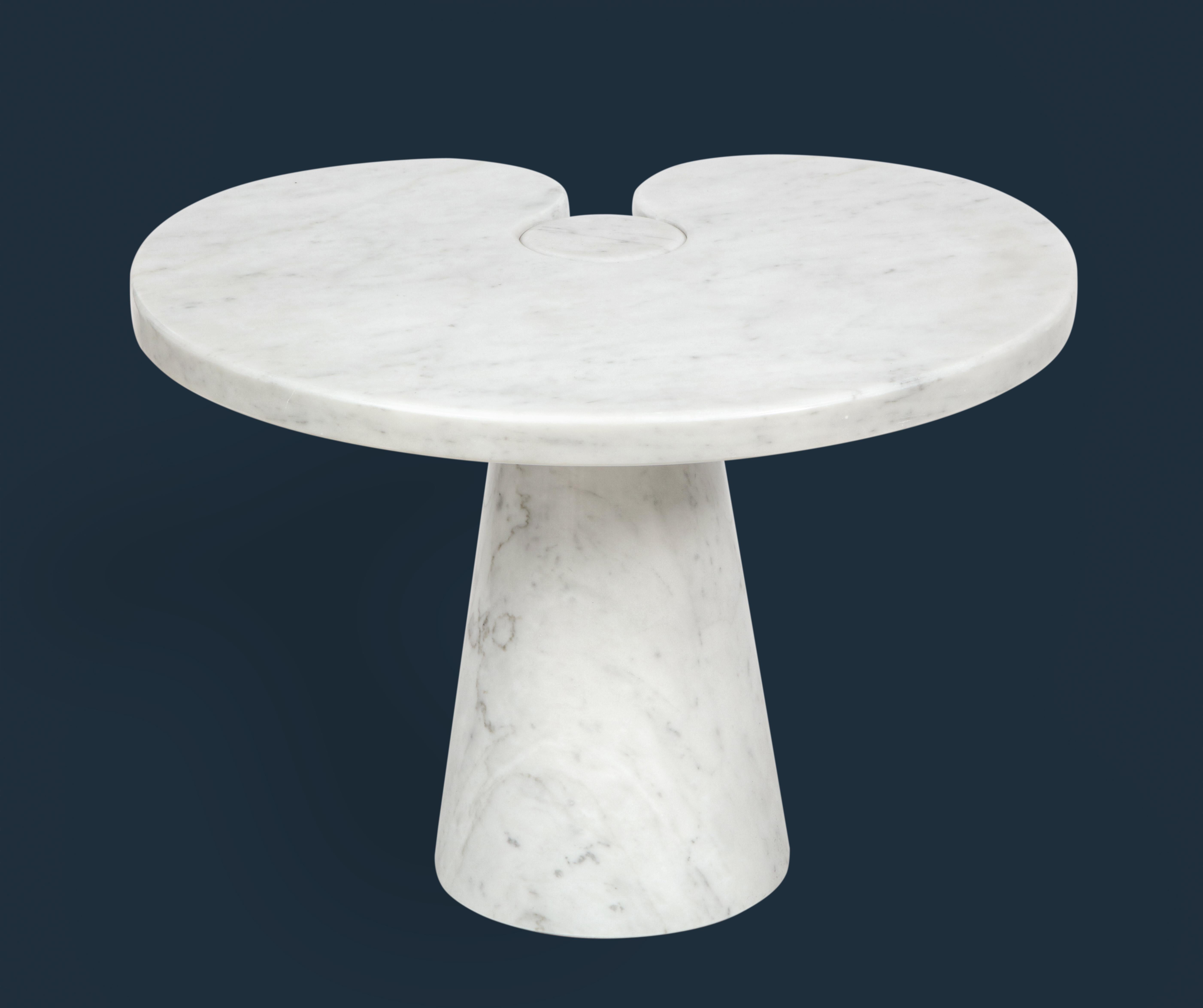 Italian Angelo Mangiarotti Carrara Marble Side Table from 'Eros' Series