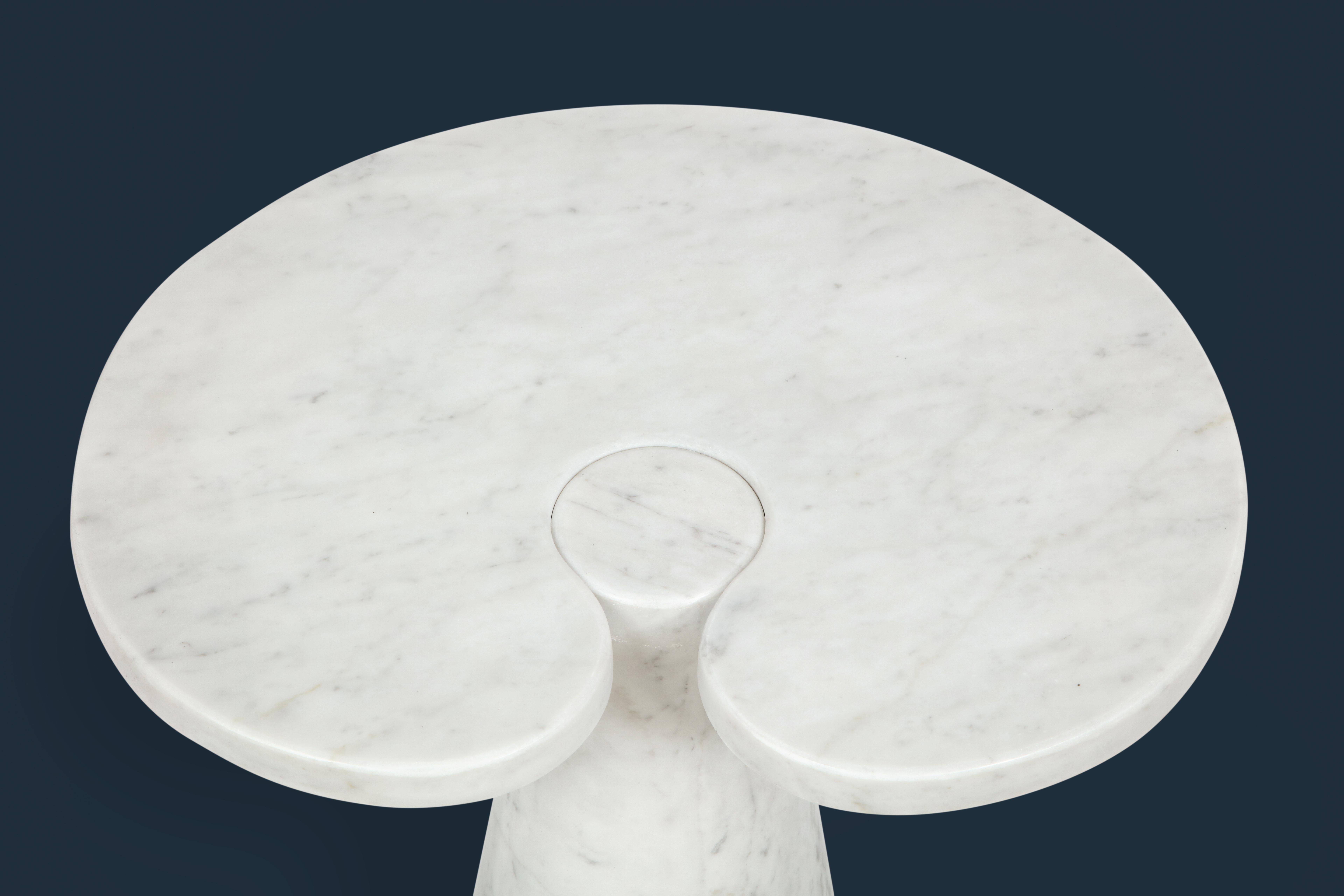 Polished Angelo Mangiarotti Carrara Marble Side Table from 'Eros' Series