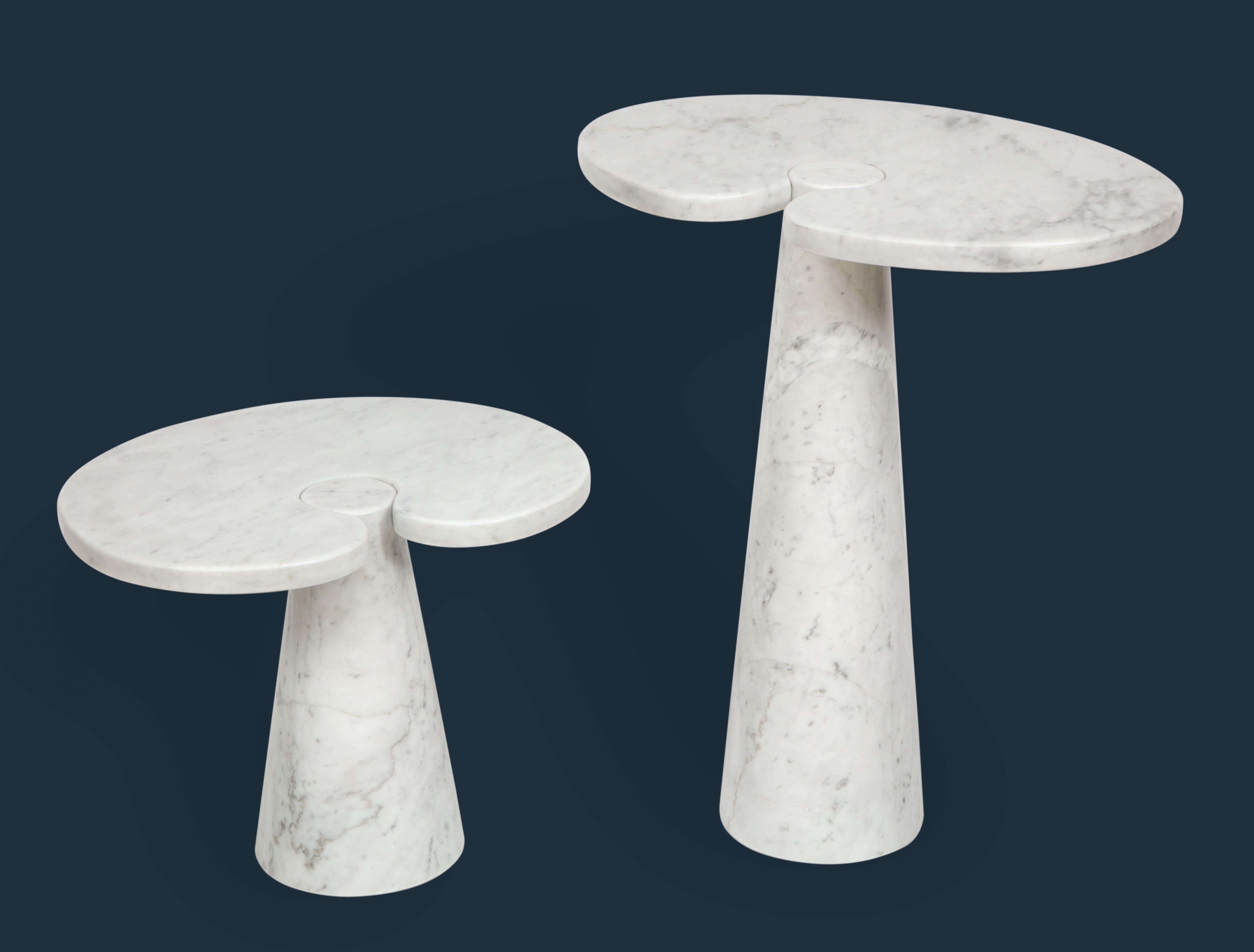 Angelo Mangiarotti Carrara Marble Side Table from 'Eros' Series In Good Condition In New York, NY