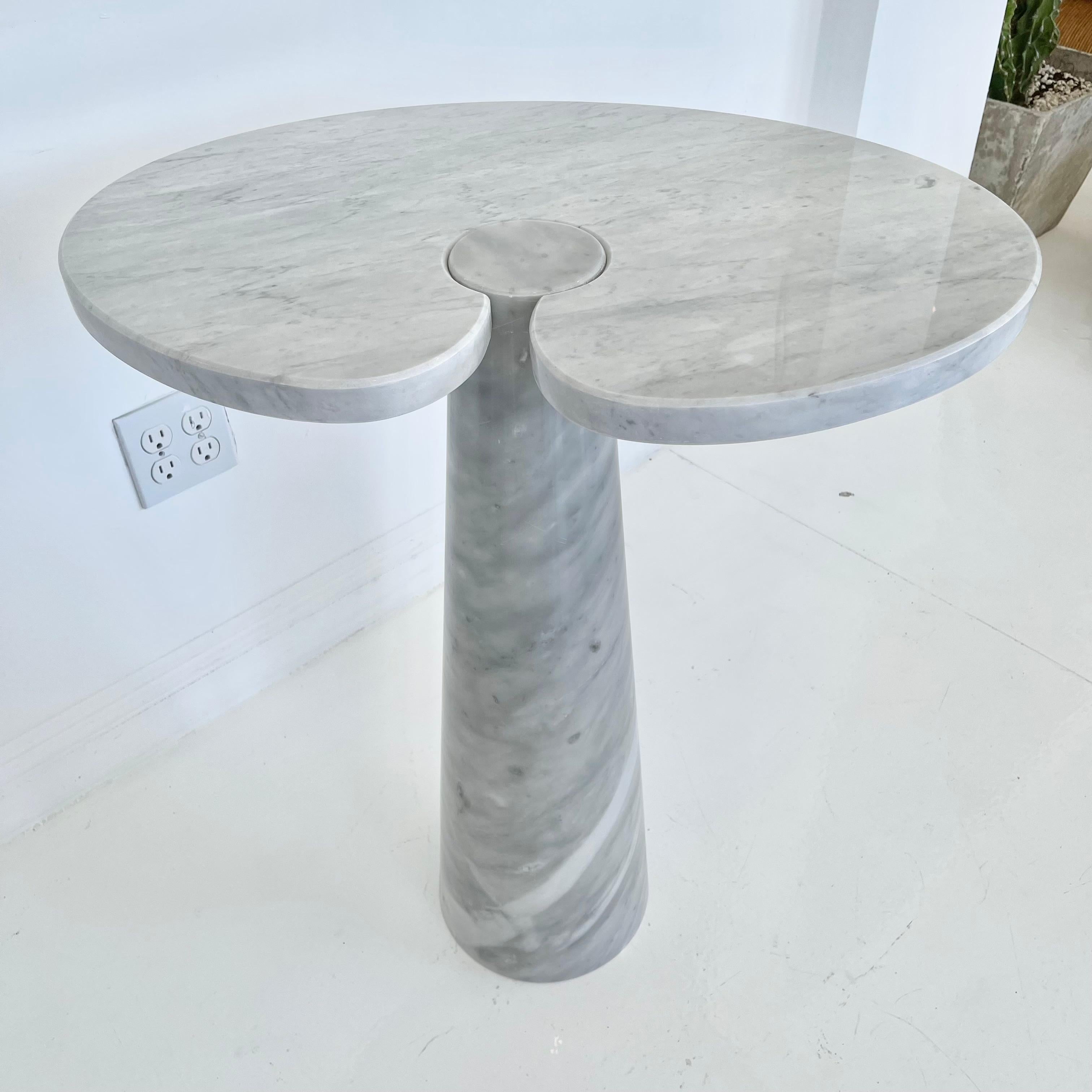 Mid-Century Modern Angelo Mangiarotti Carrara Marble Tall Eros Table, 1970 For Sale