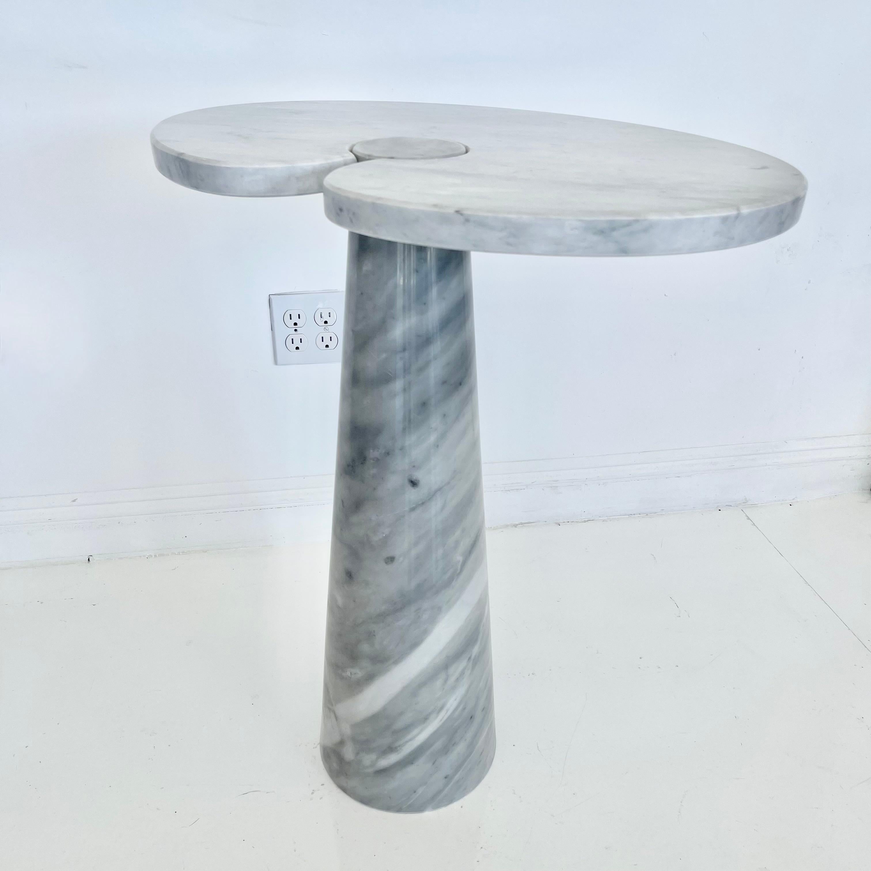 Italian Angelo Mangiarotti Carrara Marble Tall Eros Table, 1970 For Sale