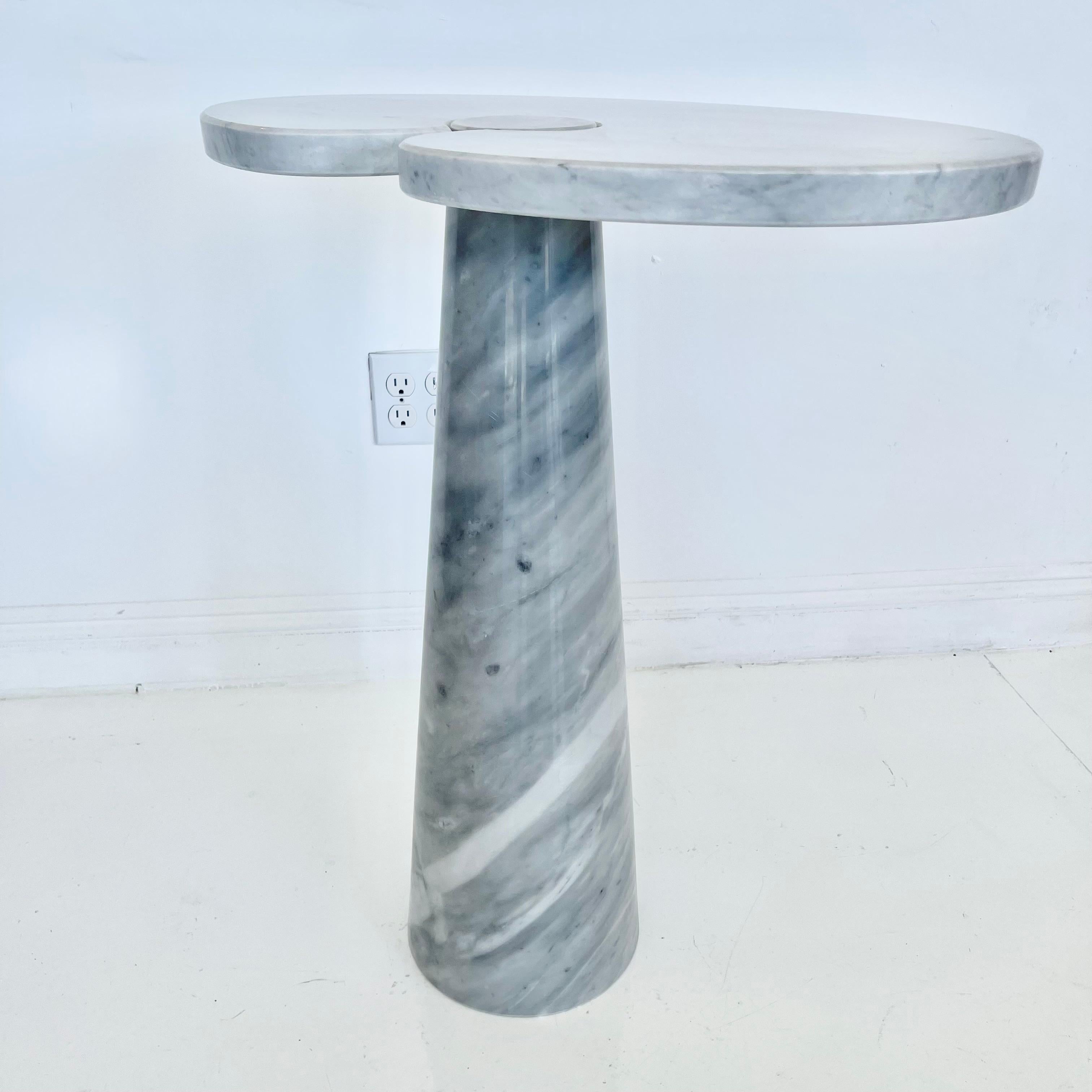 Late 20th Century Angelo Mangiarotti Carrara Marble Tall Eros Table, 1970 For Sale