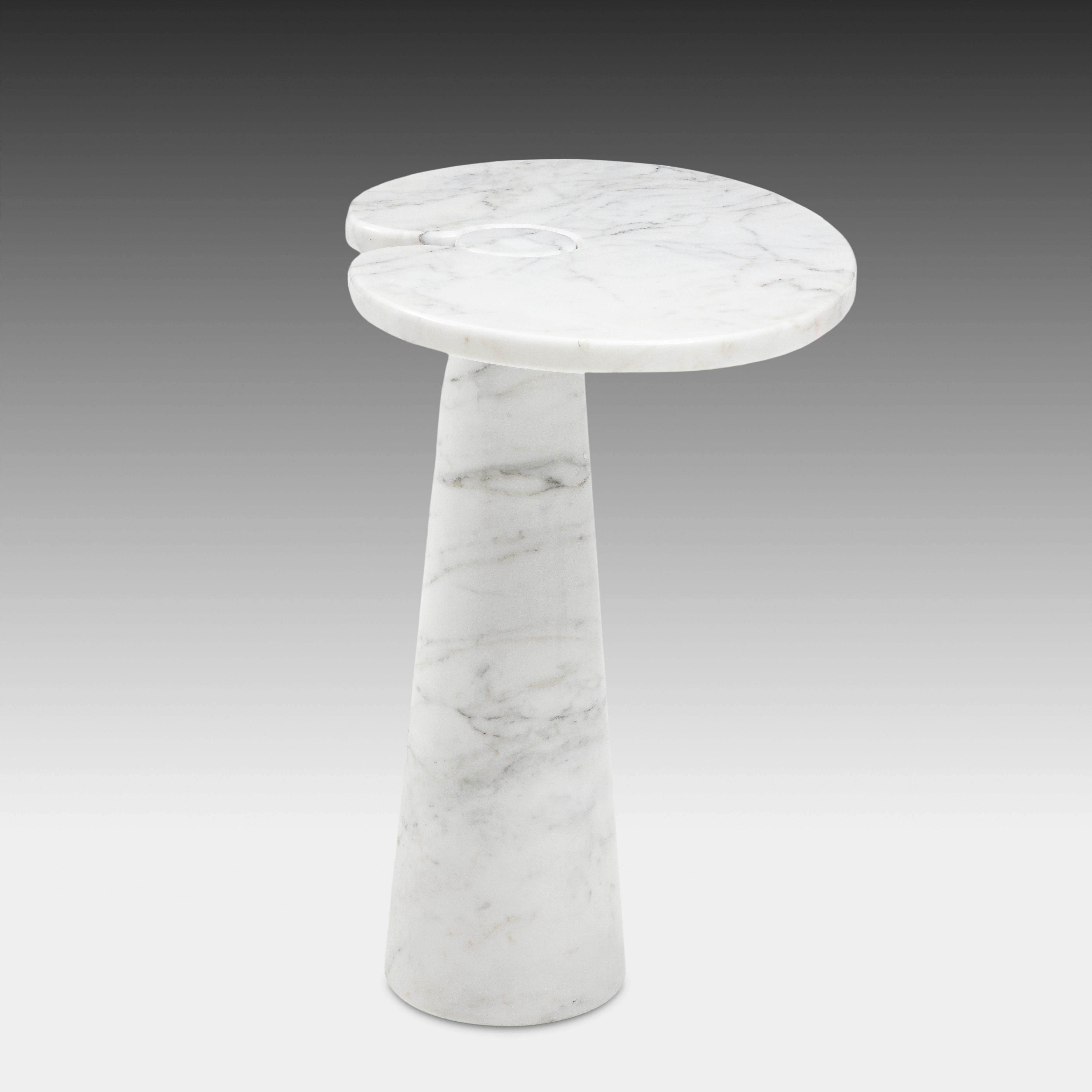Mid-Century Modern Angelo Mangiarotti Carrara Marble Tall Side Table from Eros Series, 1971 For Sale