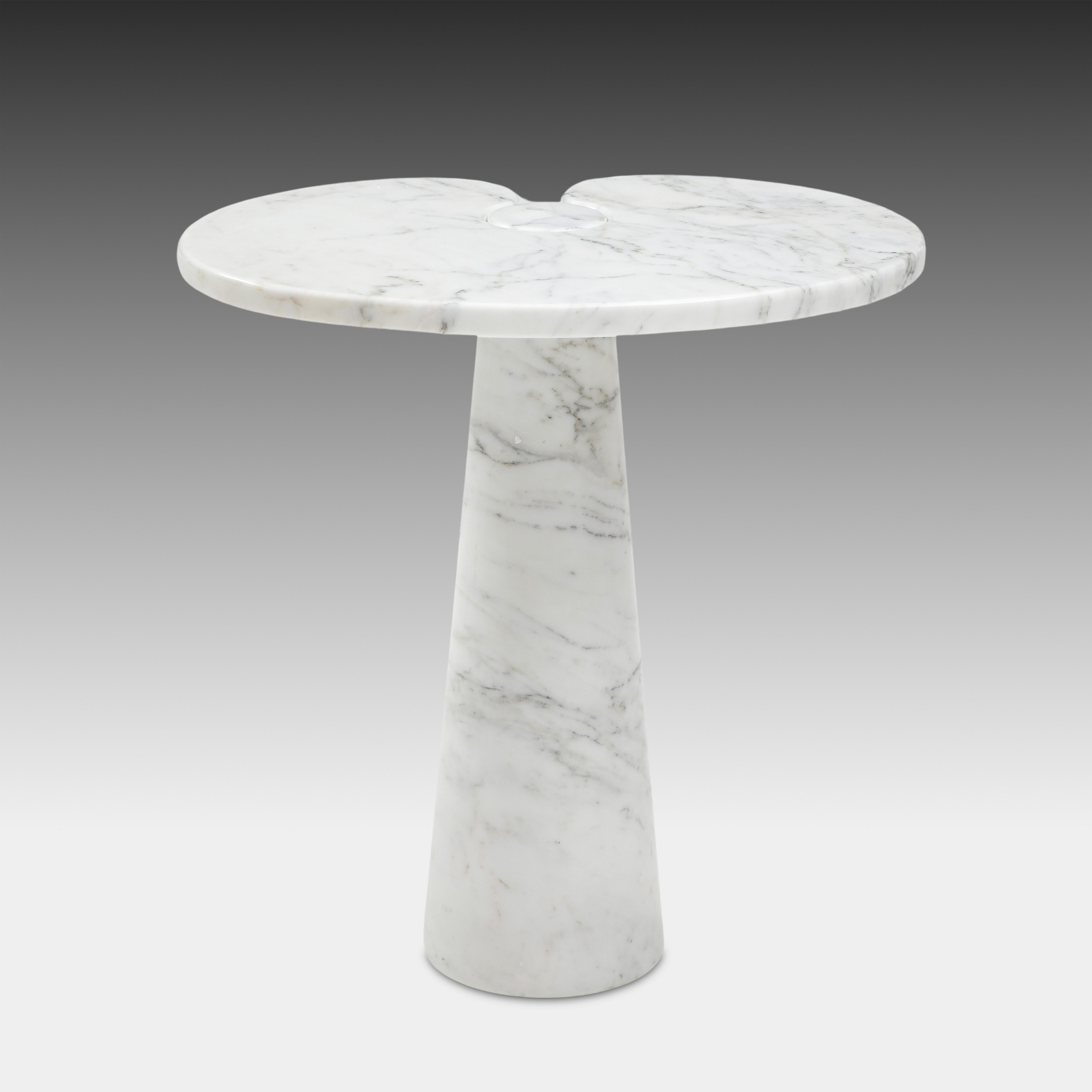 Italian Angelo Mangiarotti Carrara Marble Tall Side Table from Eros Series, 1971 For Sale