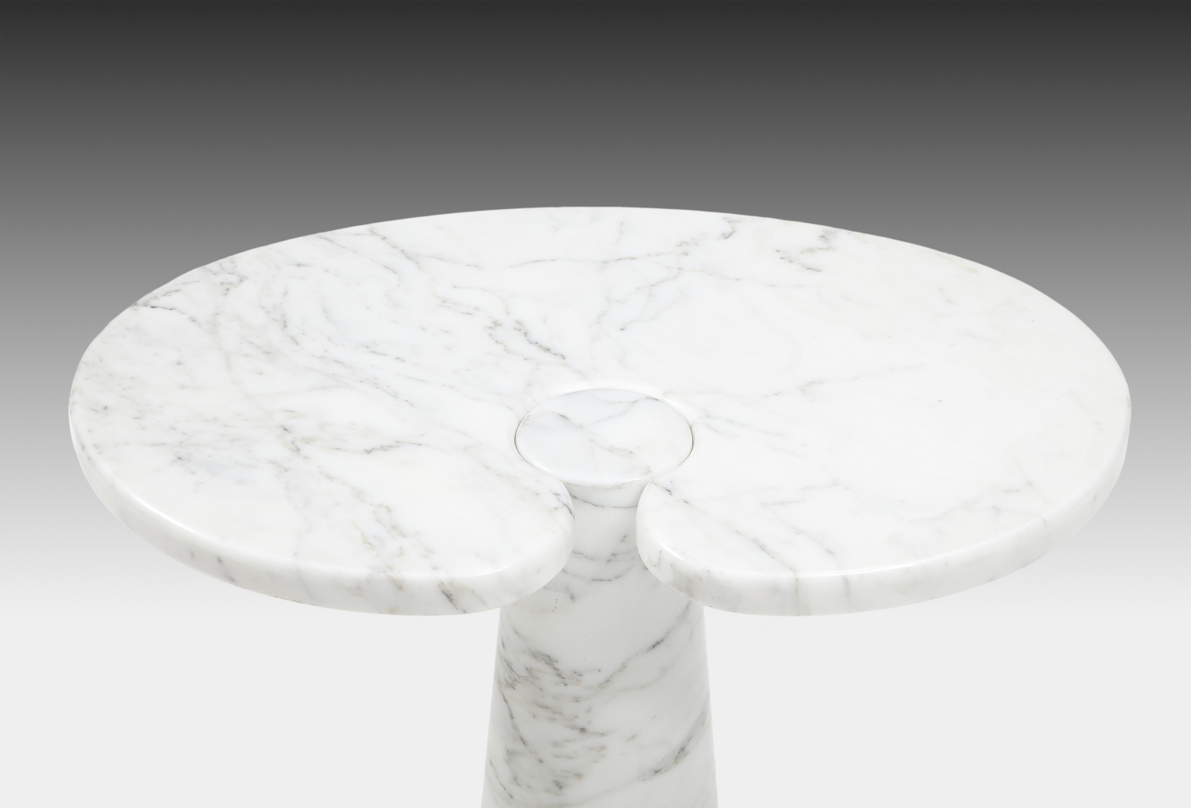 Late 20th Century Angelo Mangiarotti Carrara Marble Tall Side Table from Eros Series, 1971 For Sale