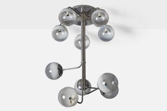 Angelo Mangiarotti, Chandelier, Chrome Metal, Glass, Italy, 1970s