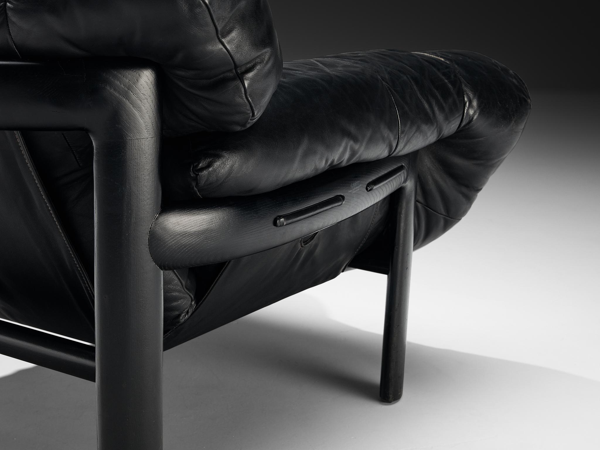Late 20th Century Angelo Mangiarotti & Chiara Pampo 'Légère' Lounge Chair in Black Leather