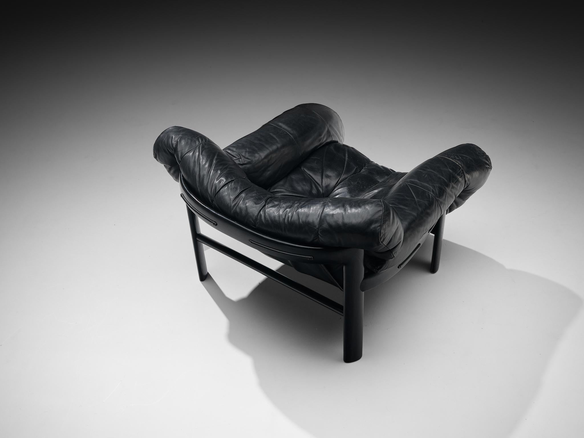 Angelo Mangiarotti & Chiara Pampo 'Légère' Lounge Chair in Black Leather 1