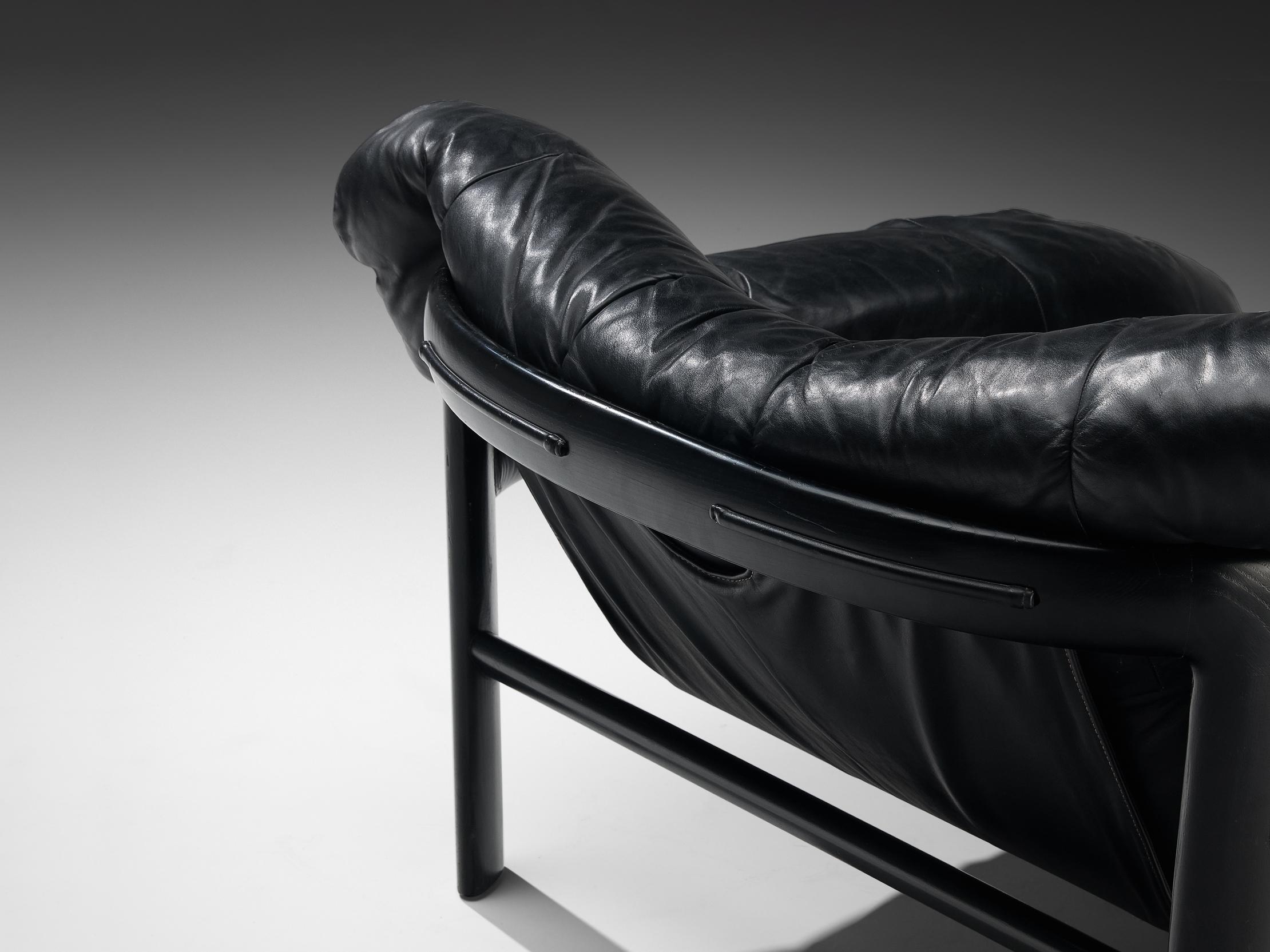 Angelo Mangiarotti & Chiara Pampo 'Légère' Lounge Chair in Black Leather 2