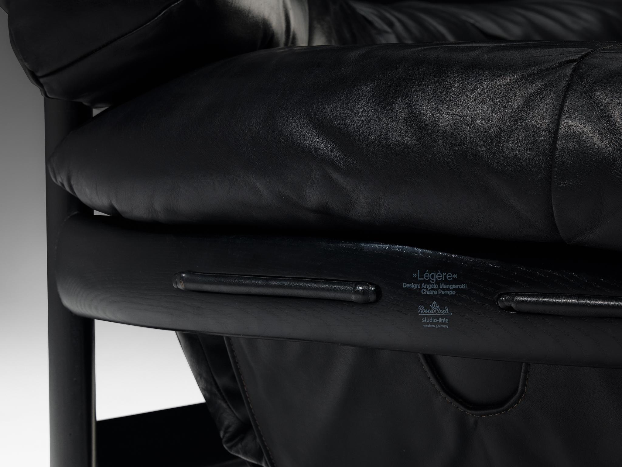 Angelo Mangiarotti & Chiara Pampo 'Légère' Lounge Chair in Black Leather 3