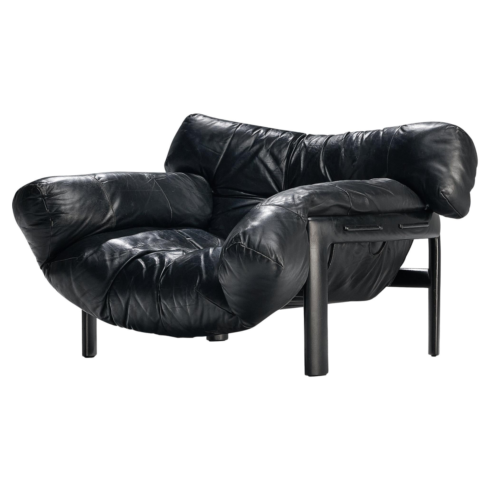 Angelo Mangiarotti & Chiara Pampo 'Légère' Lounge Chair in Black Leather