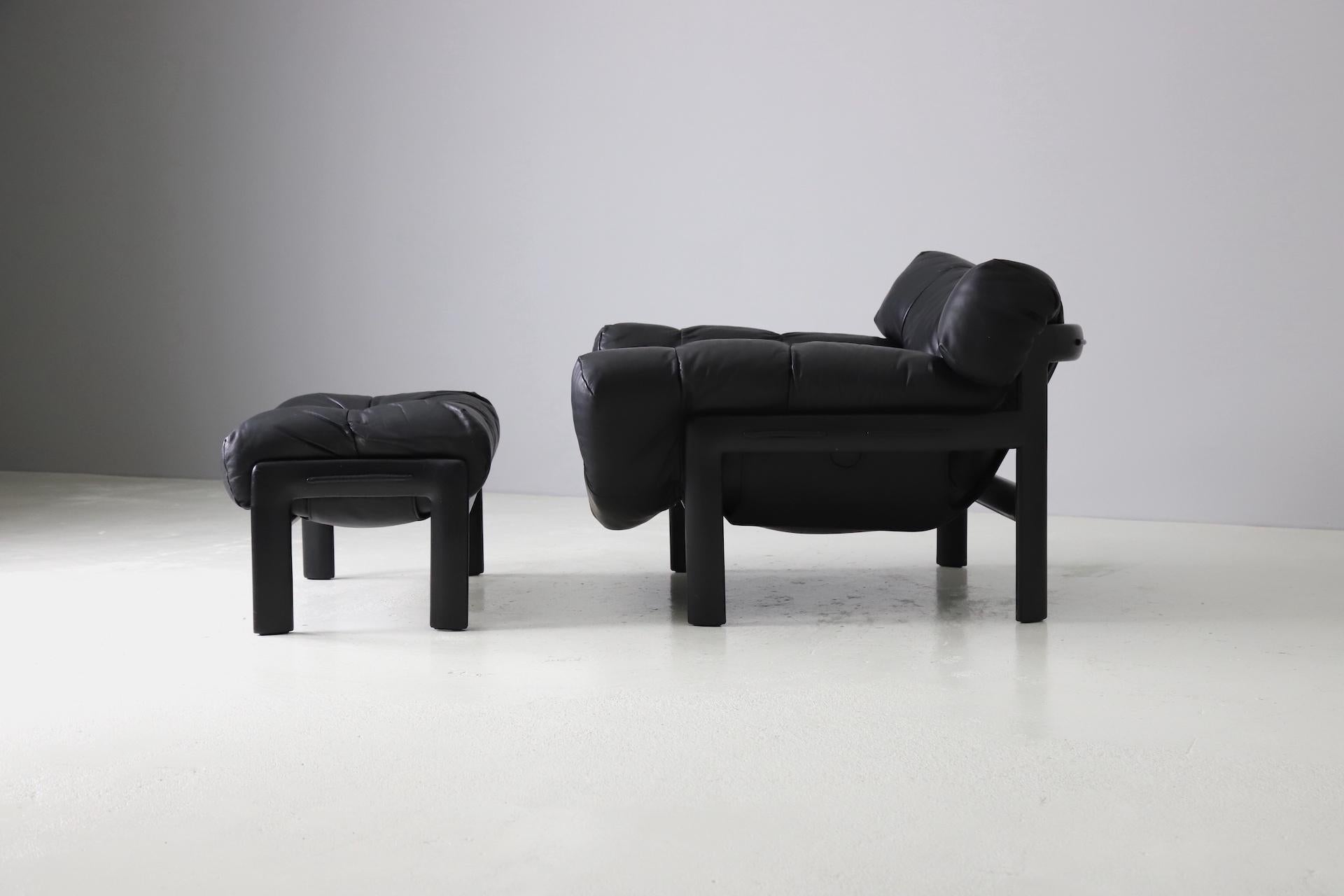 German Angelo Mangiarotti & Chiara Pampo 'Légère' lounge chair with ottoman, 1978