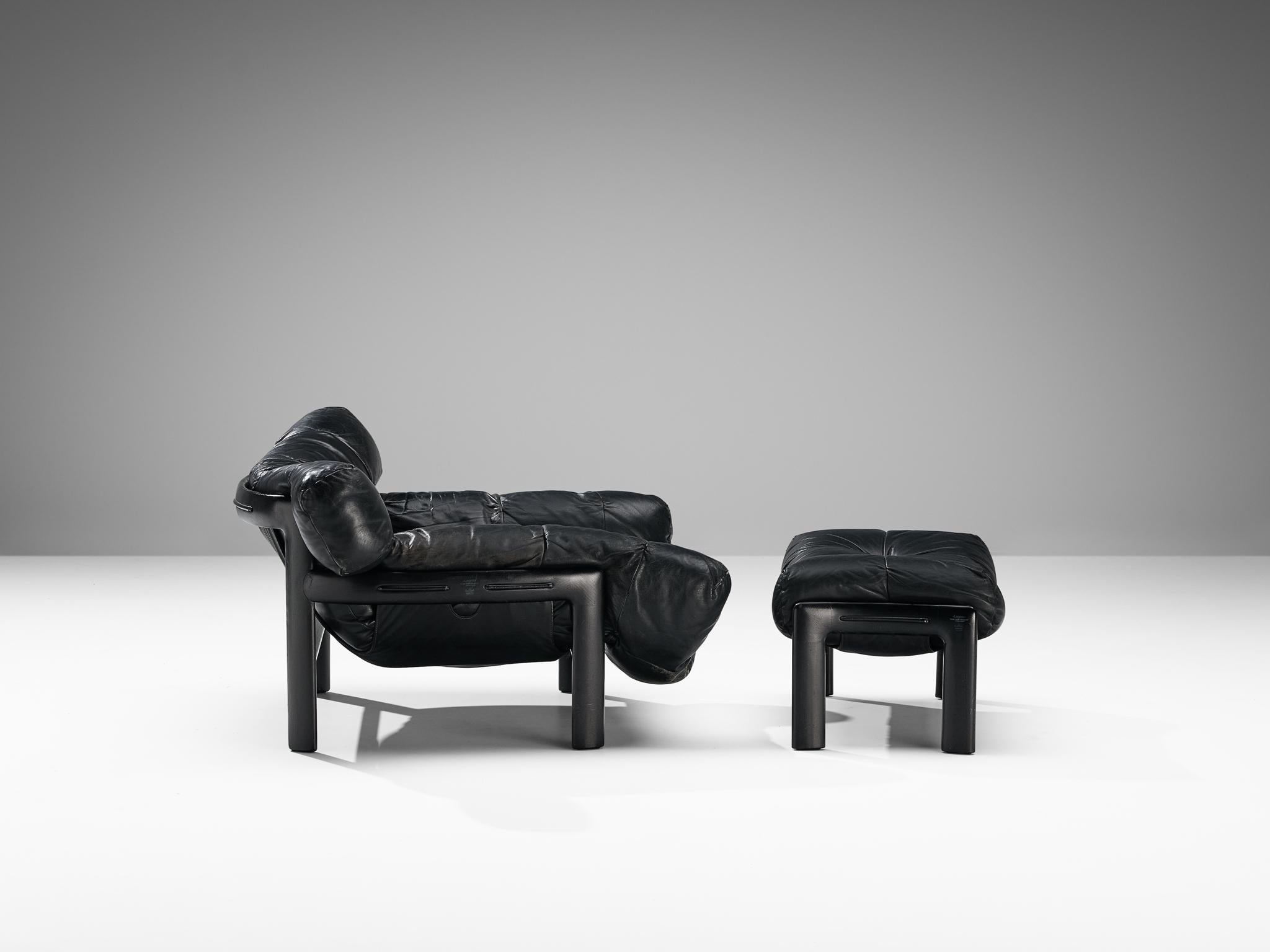 Leather Angelo Mangiarotti & Chiara Pampo 'Légère' Lounge Chair with Ottoman