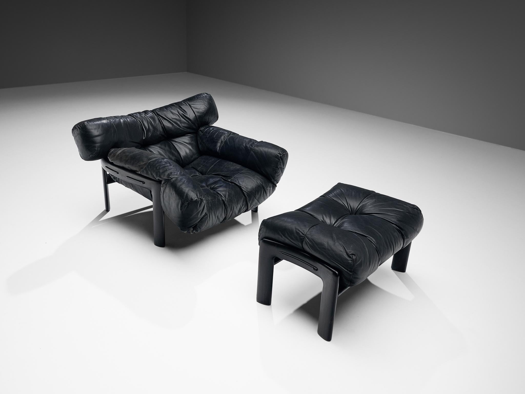 Post-Modern Angelo Mangiarotti & Chiara Pampo 'Légère' Lounge Chairs with Ottoman For Sale