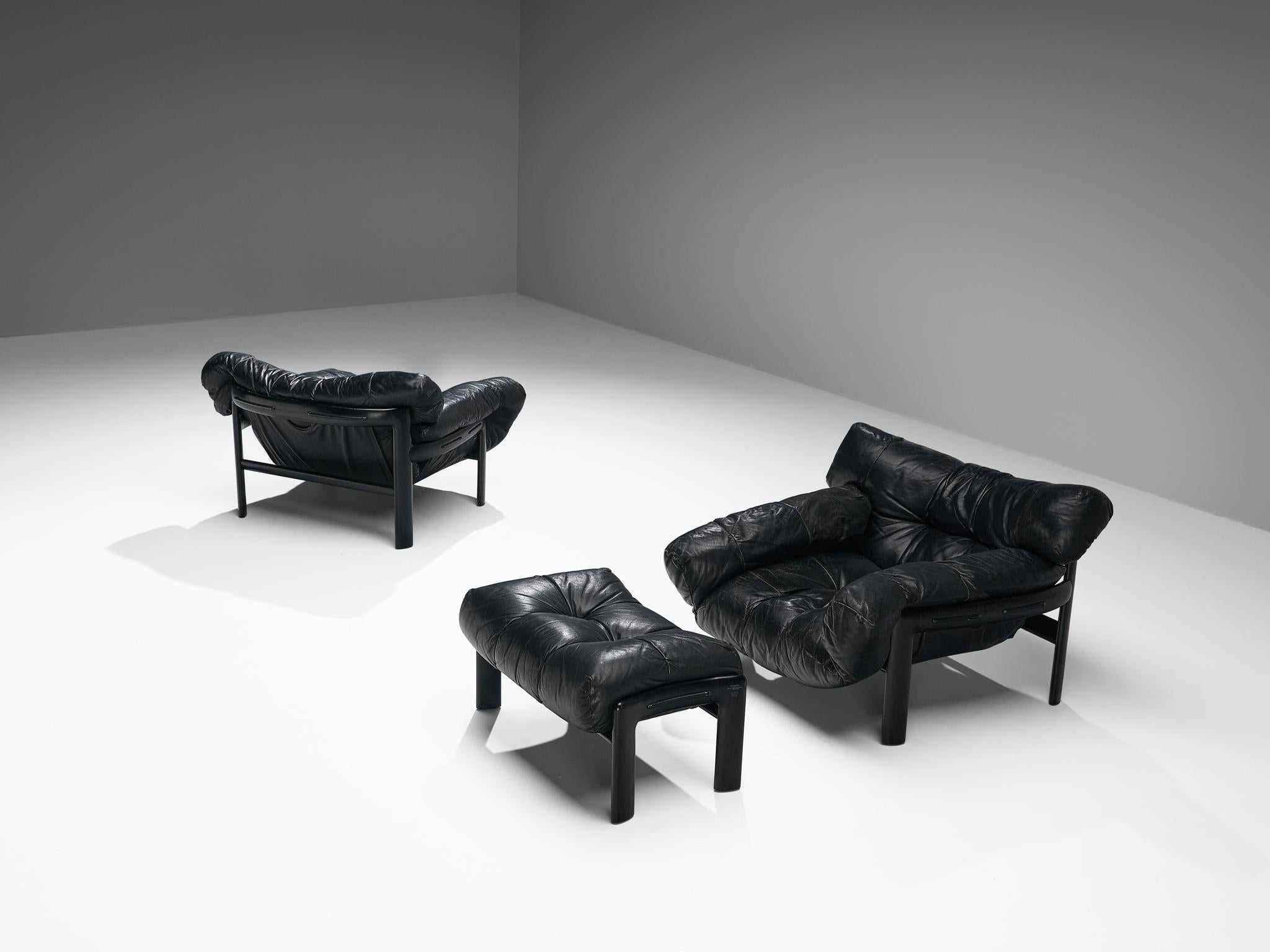 Italian Angelo Mangiarotti & Chiara Pampo 'Légère' Lounge Chairs with Ottoman For Sale