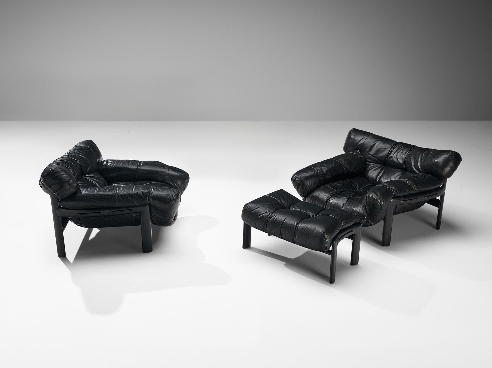 Angelo Mangiarotti & Chiara Pampo 'Légère' Lounge Chairs with Ottoman For Sale 1