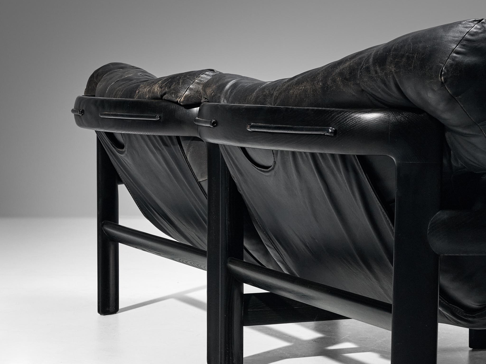 Angelo Mangiarotti & Chiara Pampo 'Légère' Sofa aus schwarzem Leder (Postmoderne) im Angebot