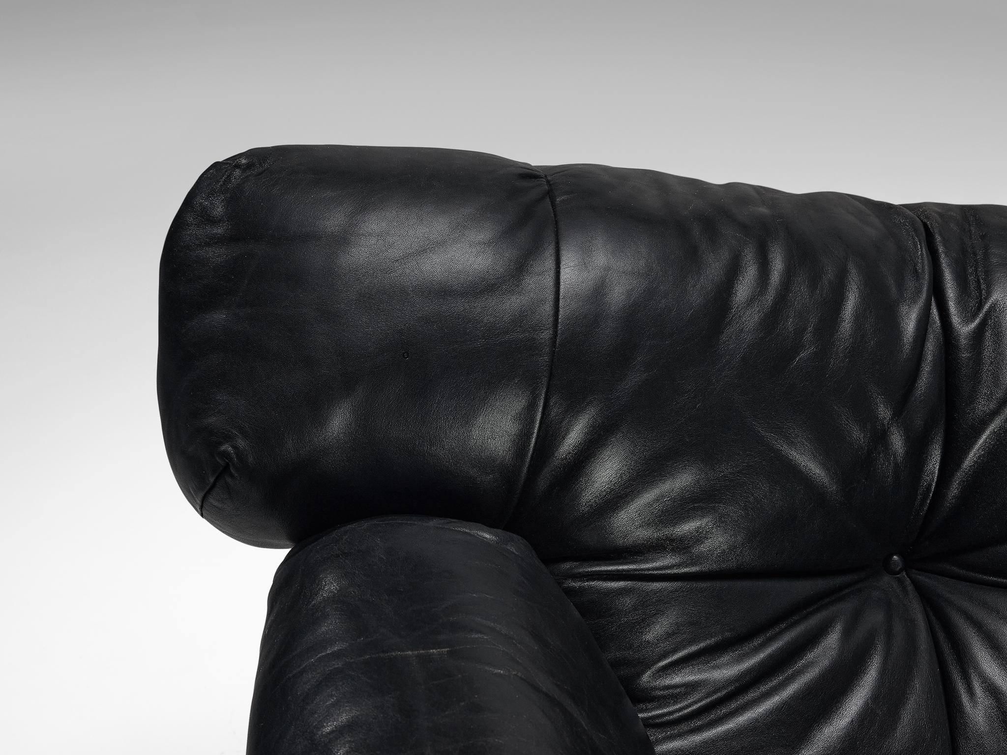 Post-Modern Angelo Mangiarotti & Chiara Pampo 'Légère' Sofa in Black Leather