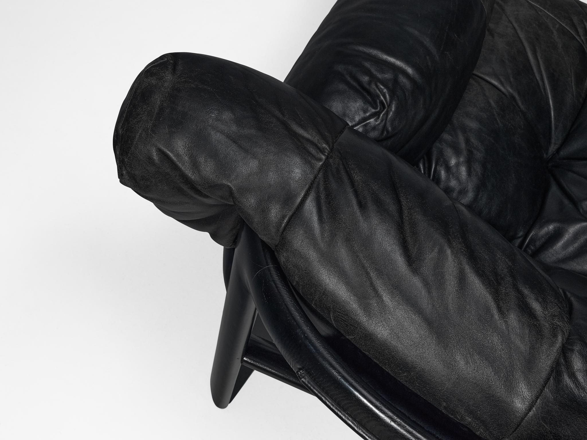 Angelo Mangiarotti & Chiara Pampo 'Légère' Sofa in Black Leather For Sale 2