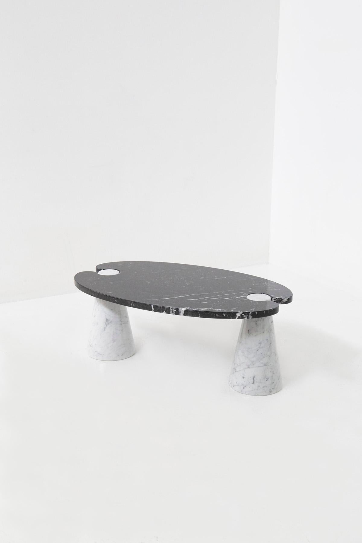 Italian Angelo Mangiarotti Coffee Table Black and White for Skipper For Sale