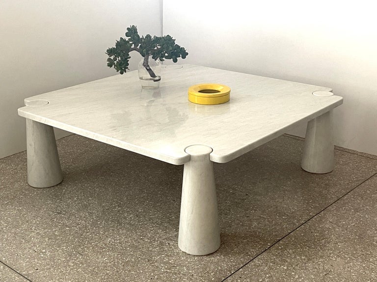 Square marble coffee table by Angelo Mangiarotti for Skipper
Solid marble top with cylinder legs perfectly interlocking.
  