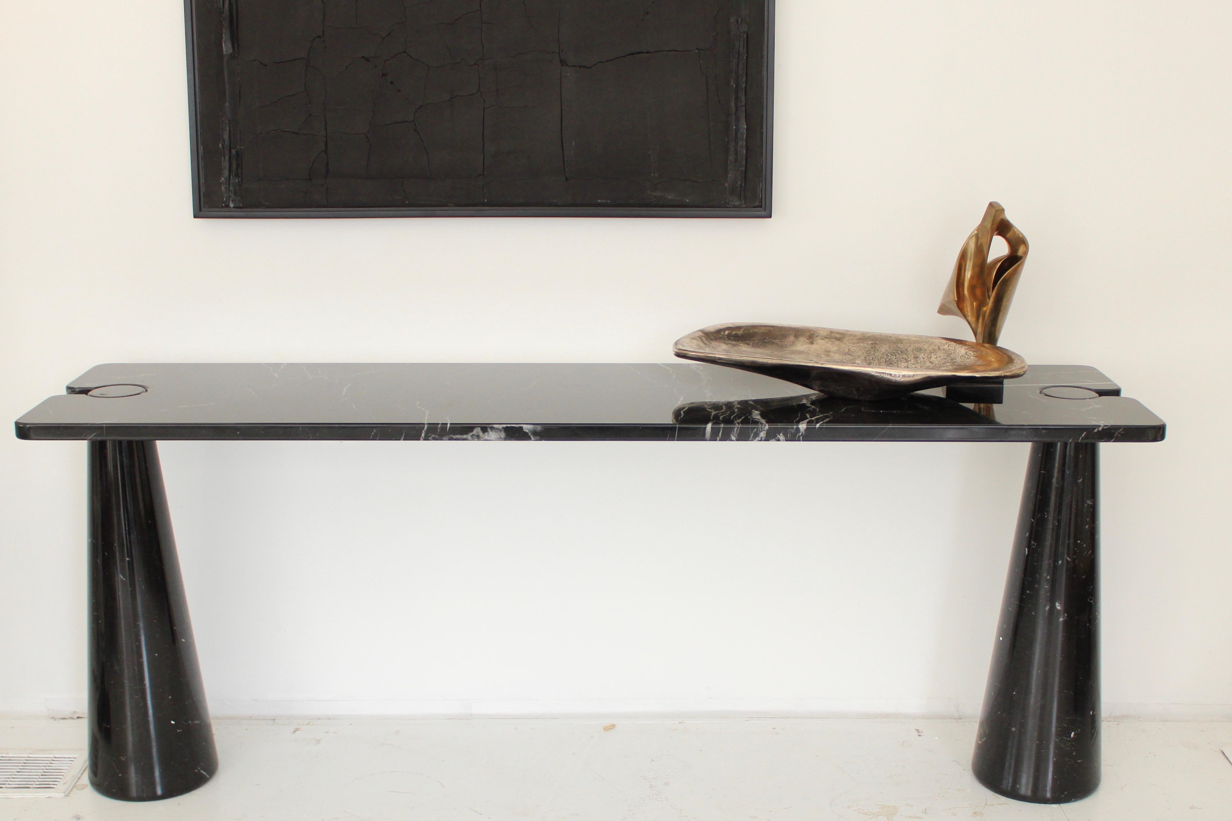 Mid-Century Modern Angelo Mangiarotti Console Eros Skipper Italy Rectangular Black Marquina Marble