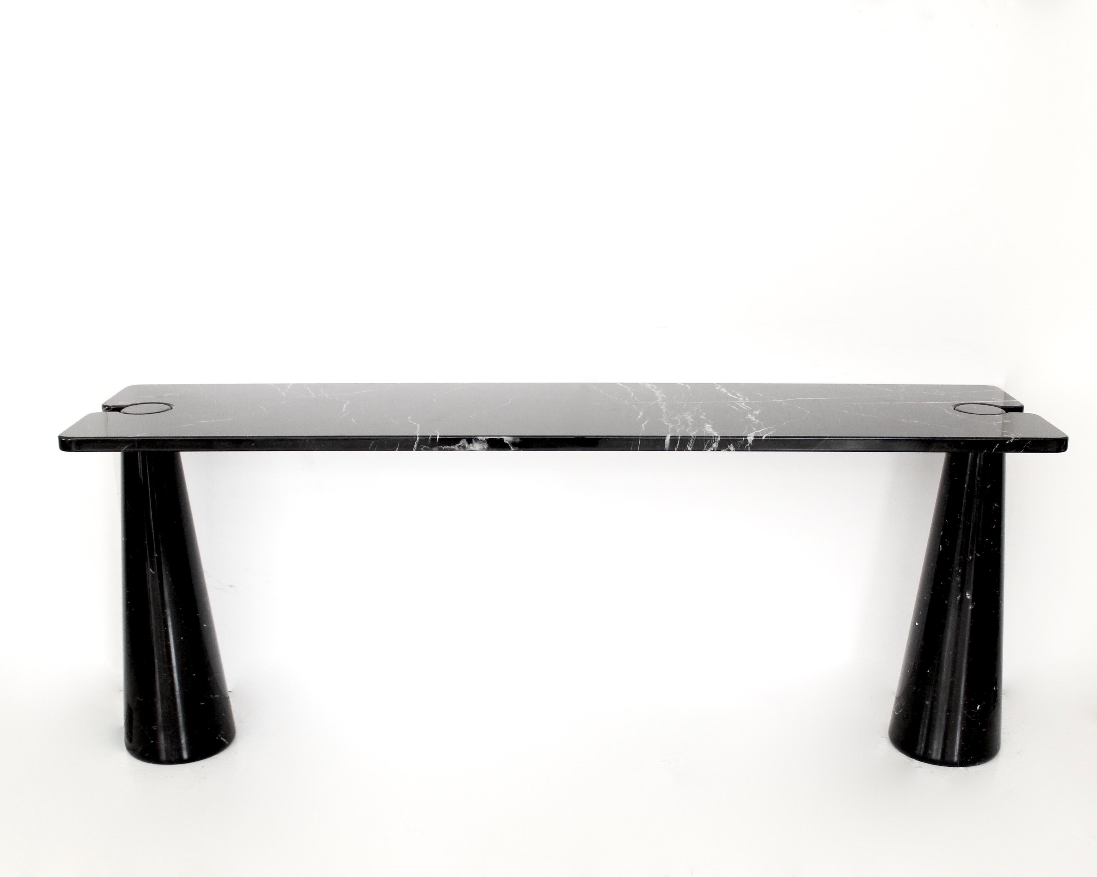 Angelo Mangiarotti Console Eros Skipper Italy Rectangular Black Marquina Marble In Excellent Condition In Chicago, IL