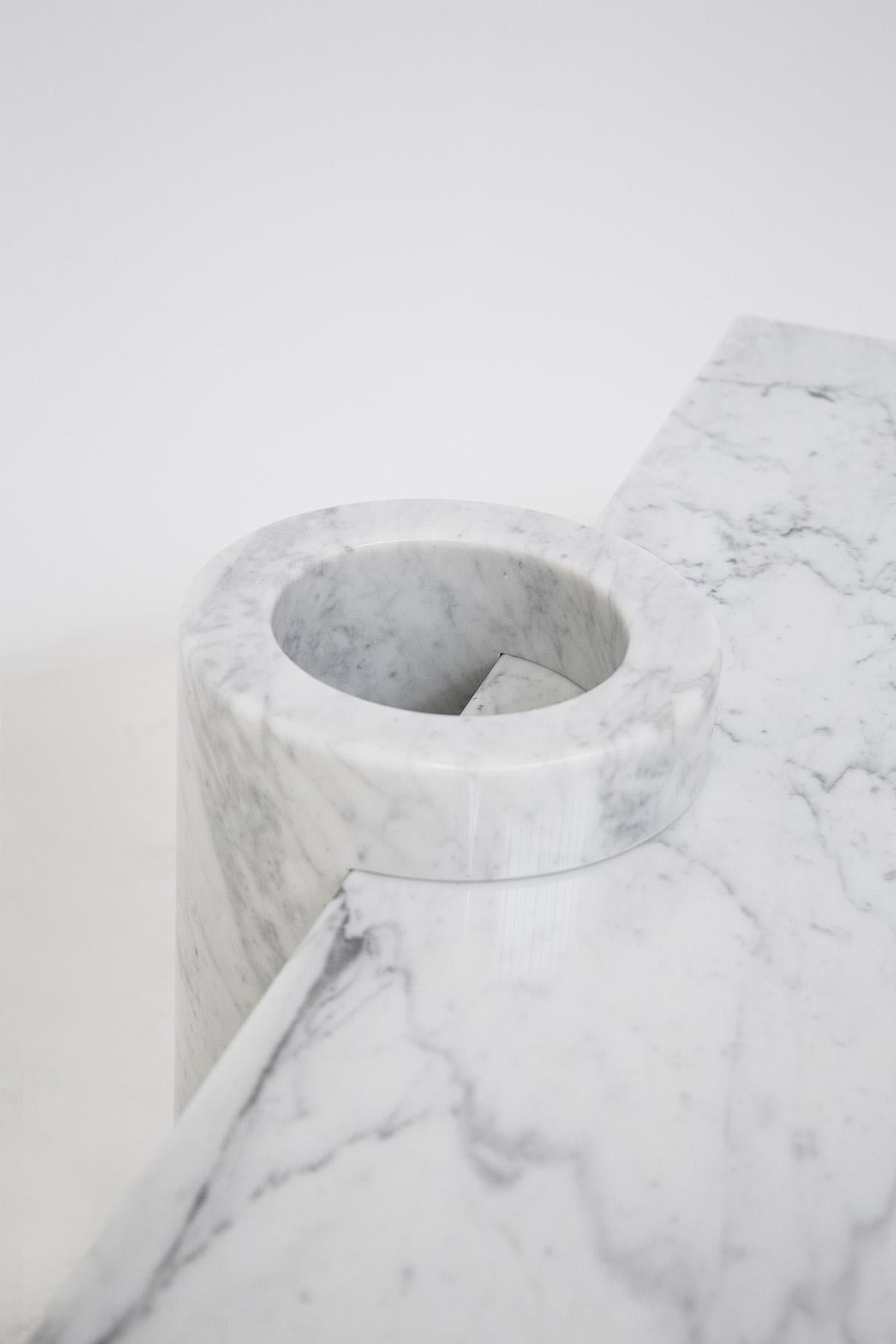 Angelo Mangiarotti Console Loico Collection in White Carrara Marble 4