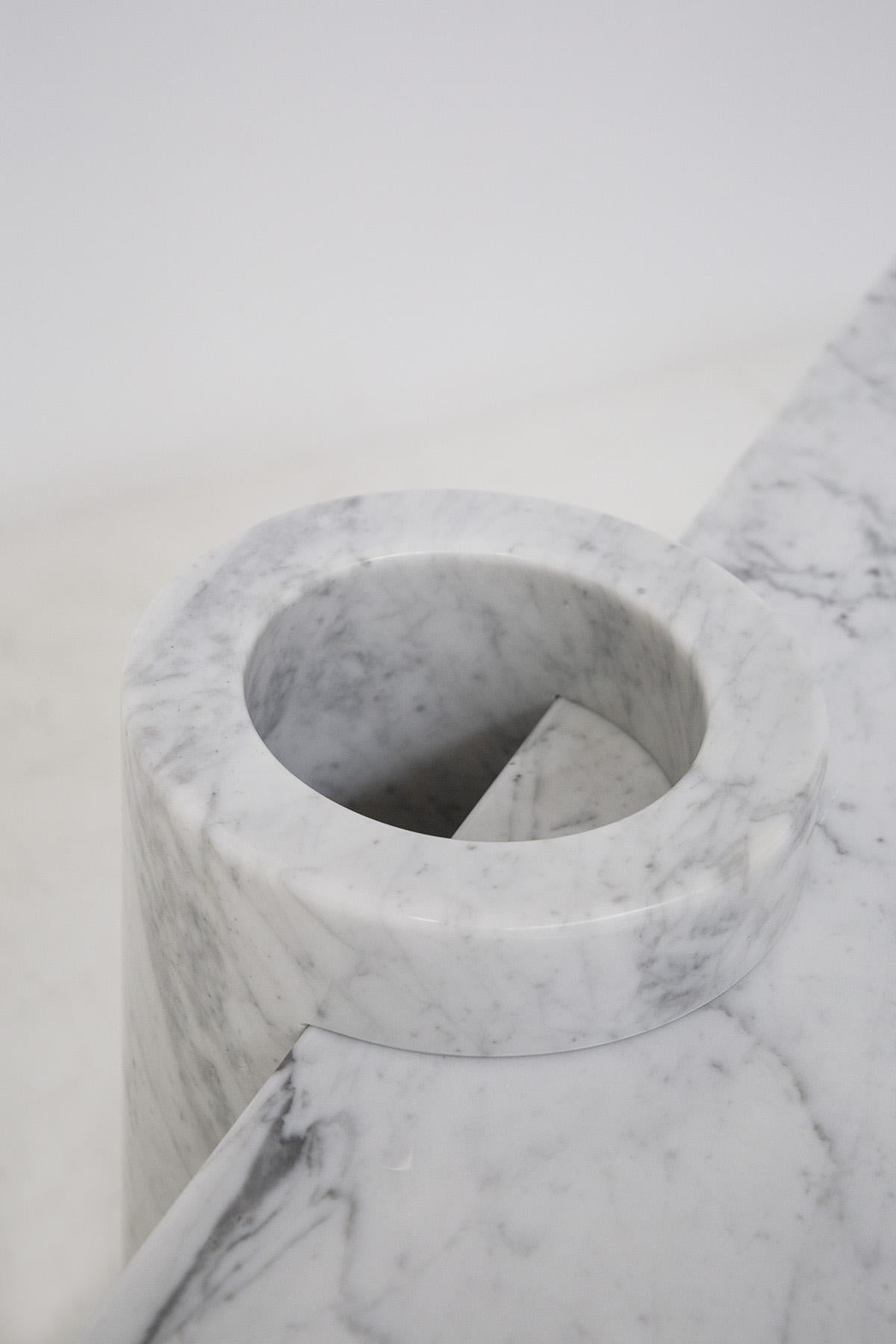 Angelo Mangiarotti Console Loico Collection in White Carrara Marble 5