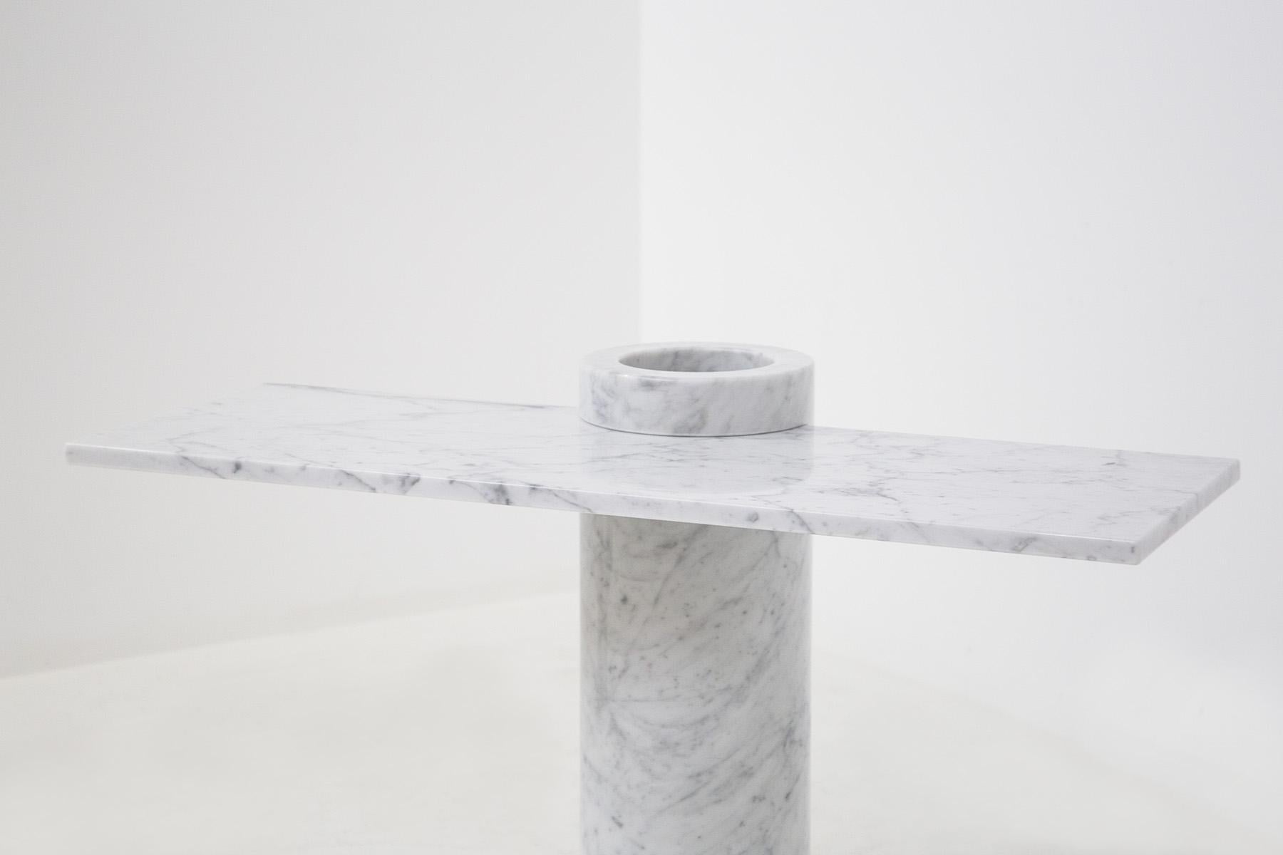 Italian Angelo Mangiarotti Console Loico Collection in White Carrara Marble