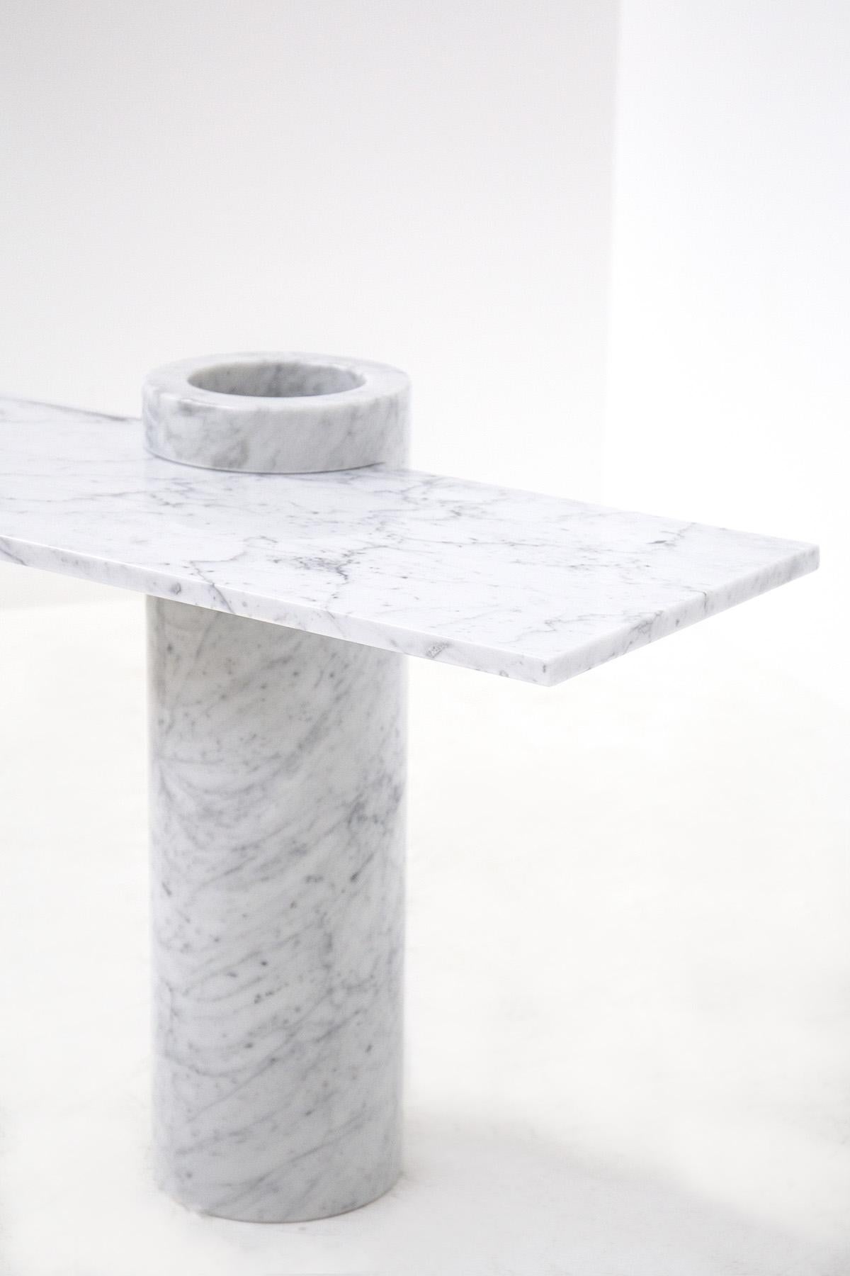 Angelo Mangiarotti Console Loico Collection in White Carrara Marble In Good Condition In Milano, IT