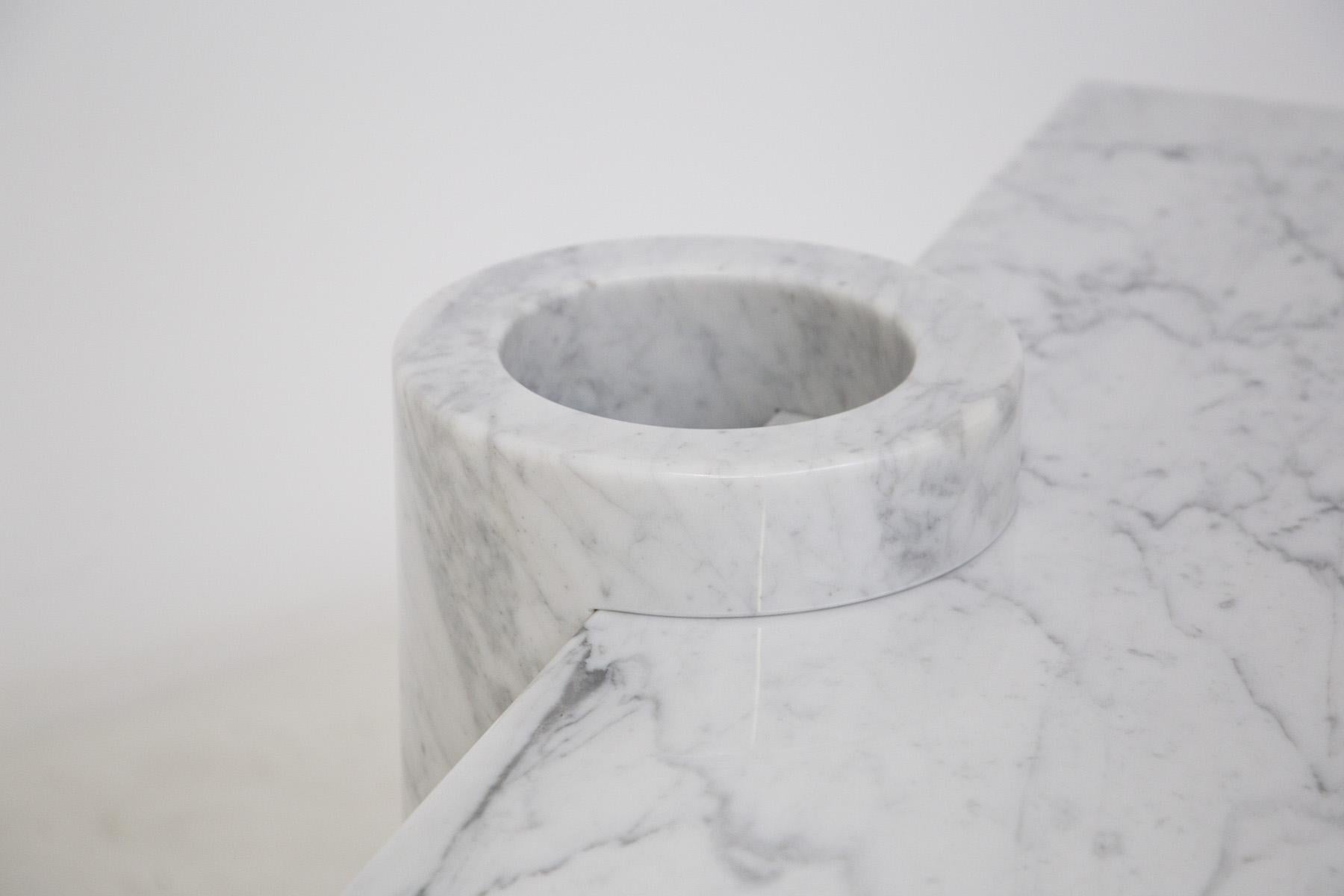 Angelo Mangiarotti Console Loico Collection in White Carrara Marble 3