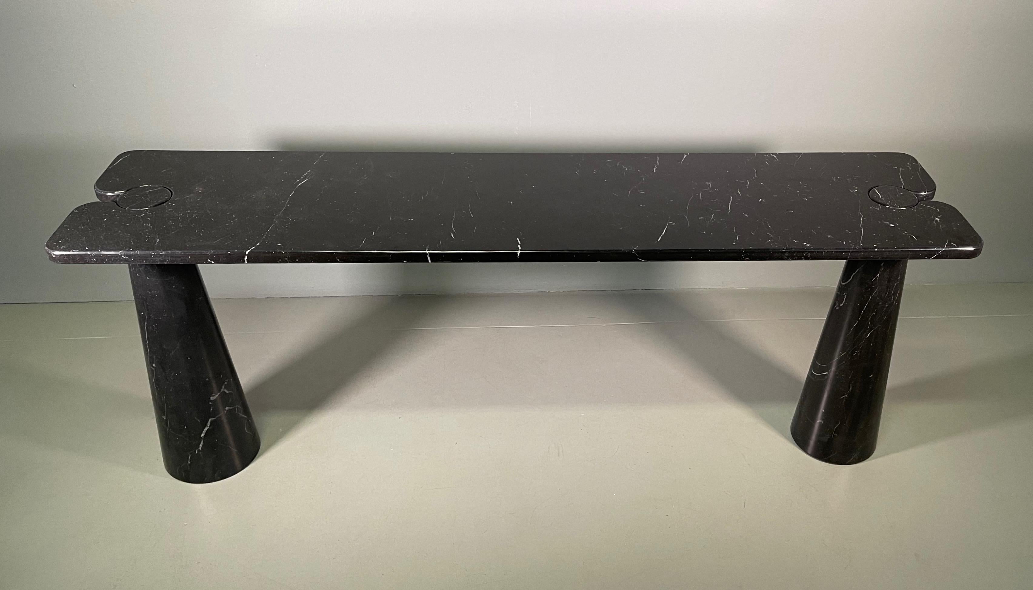 Italian Angelo Mangiarotti Console Table Eros Black Marquina Marble